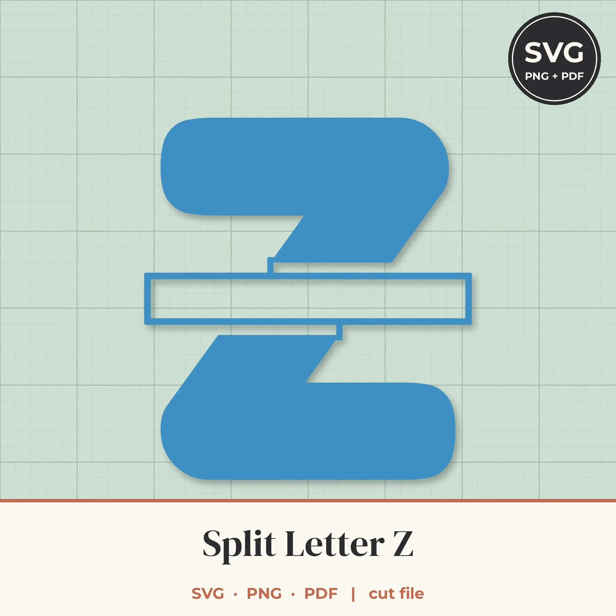 Letter Z Split Monogram SVG - Open Panel Cut File preview
