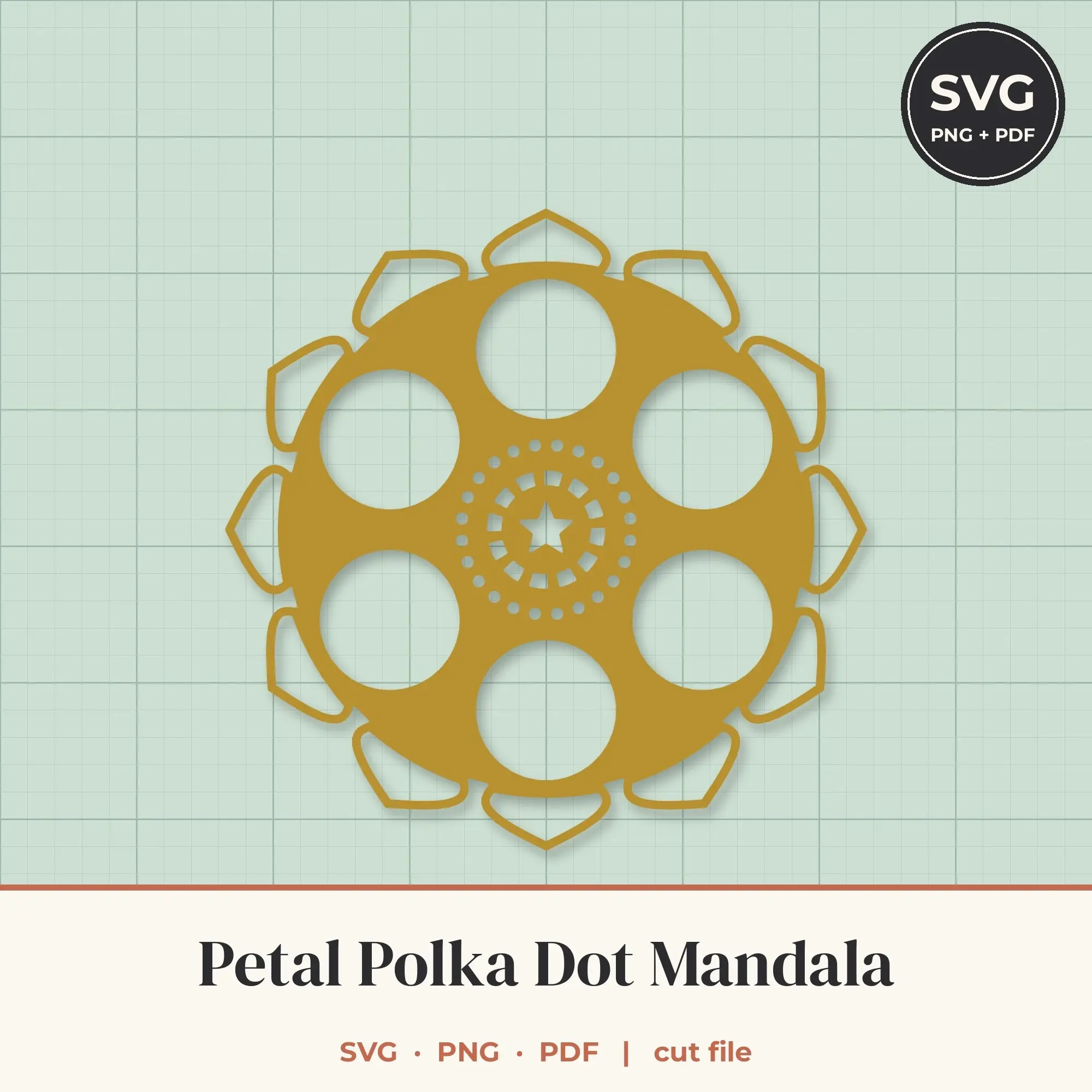 Petal Polka Dot Mandala SVG - 12-Fold Cut File preview