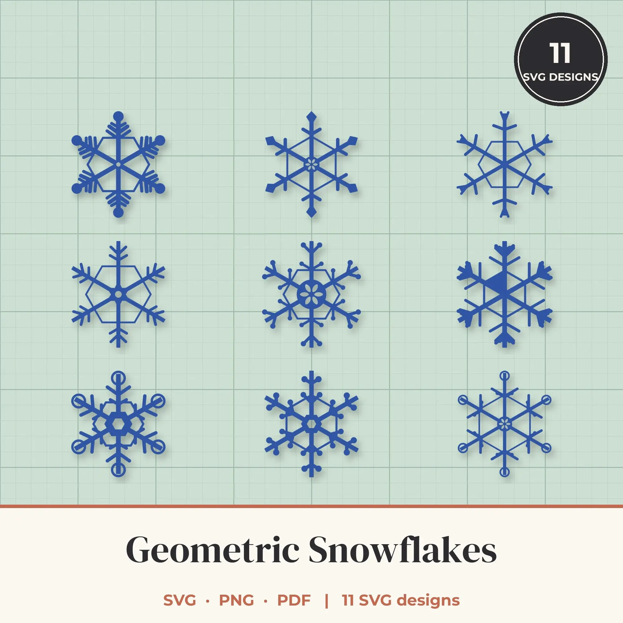 Geometric Snowflake SVG Bundle - 11 Snowflake Cut Files preview