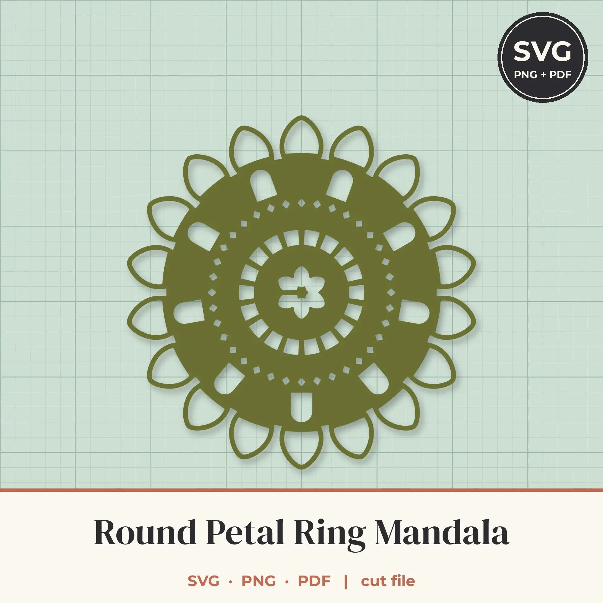 Round Petal Ring Mandala SVG - 18-Fold Cut File preview