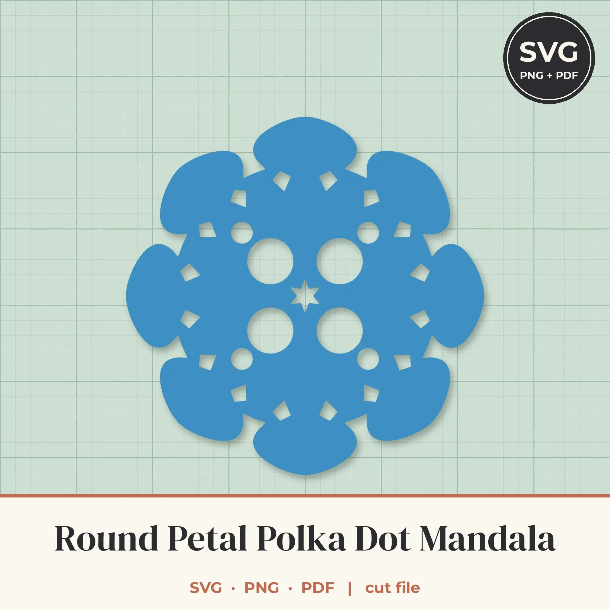 Round Petal Polka Dot Mandala SVG - 8-Fold Cut File, preview 1 of 2