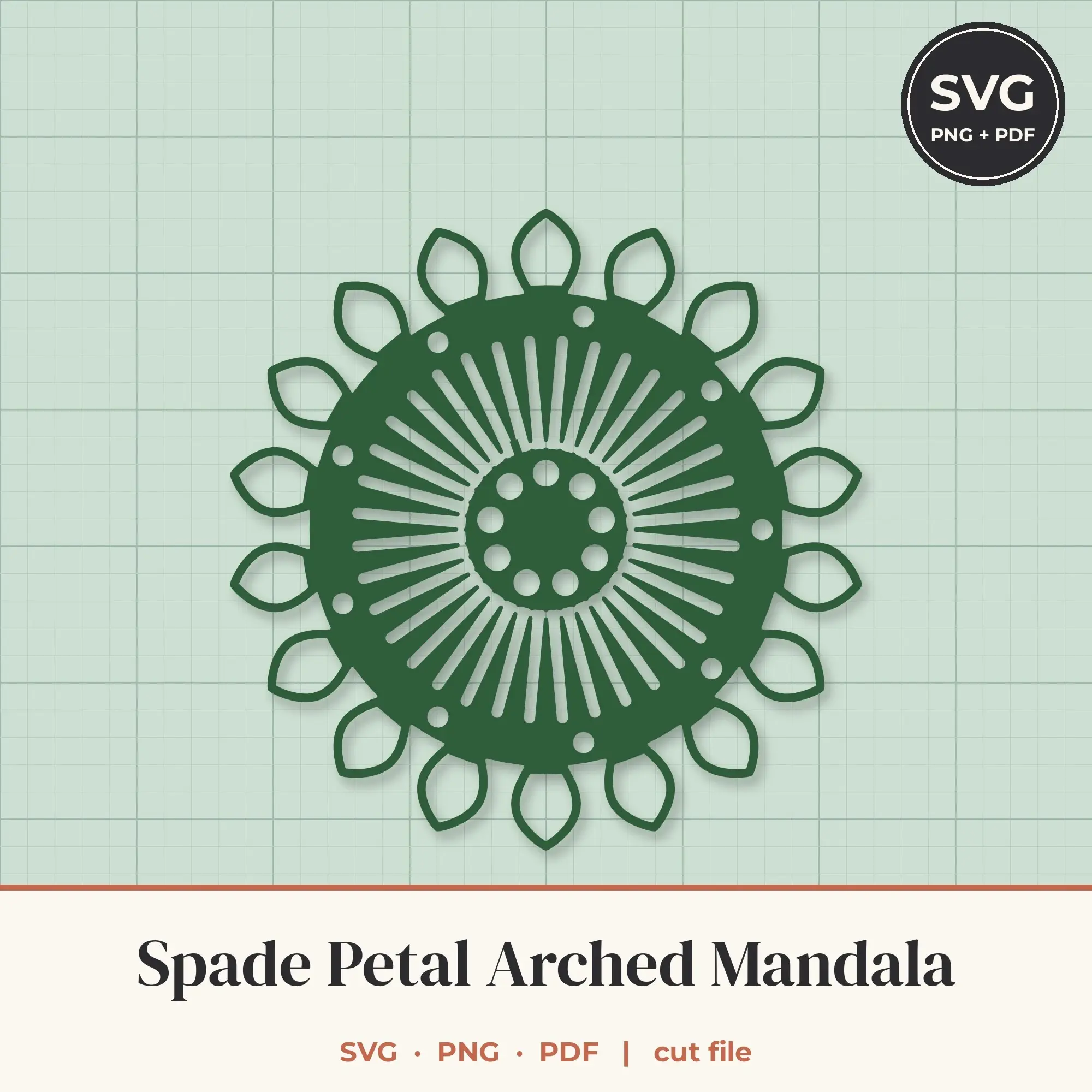 Spade Petal Arched Mandala SVG - 18-Fold Cut File preview