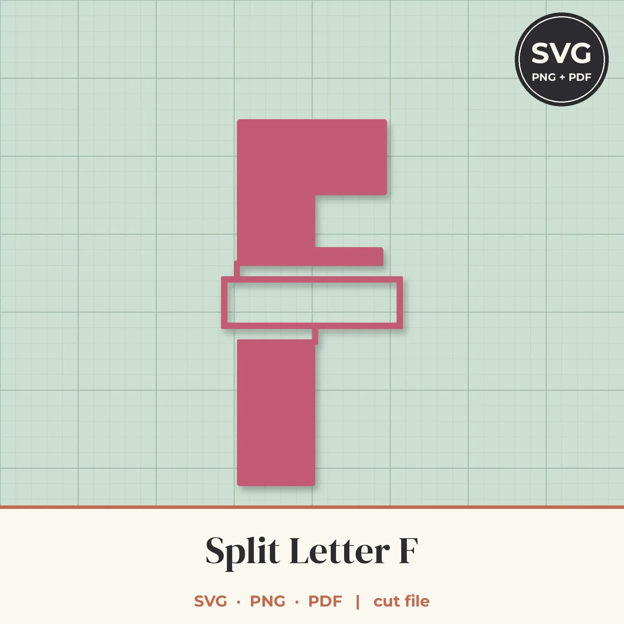 Letter F Split Monogram SVG - Open Panel Cut File preview