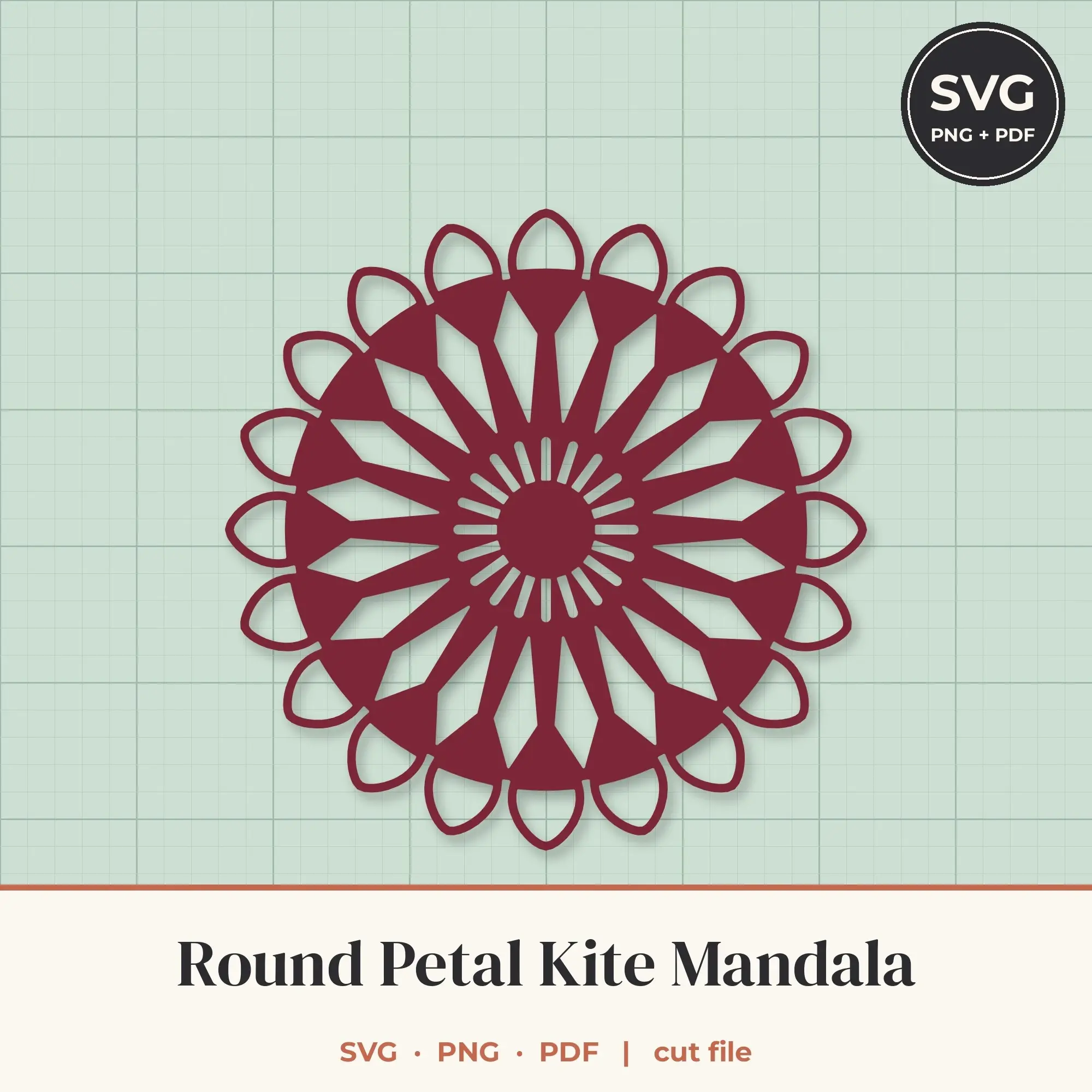 Round Petal Kite Mandala SVG - 20-Fold Cut File preview