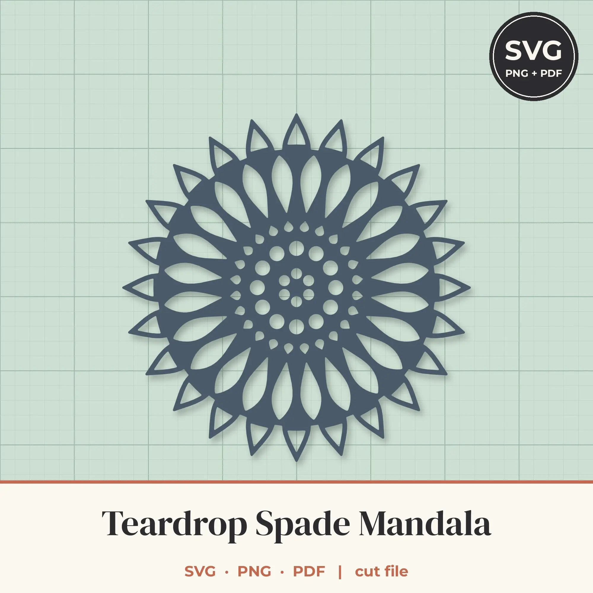 Teardrop Spade Mandala SVG - 24-Fold Cut File preview