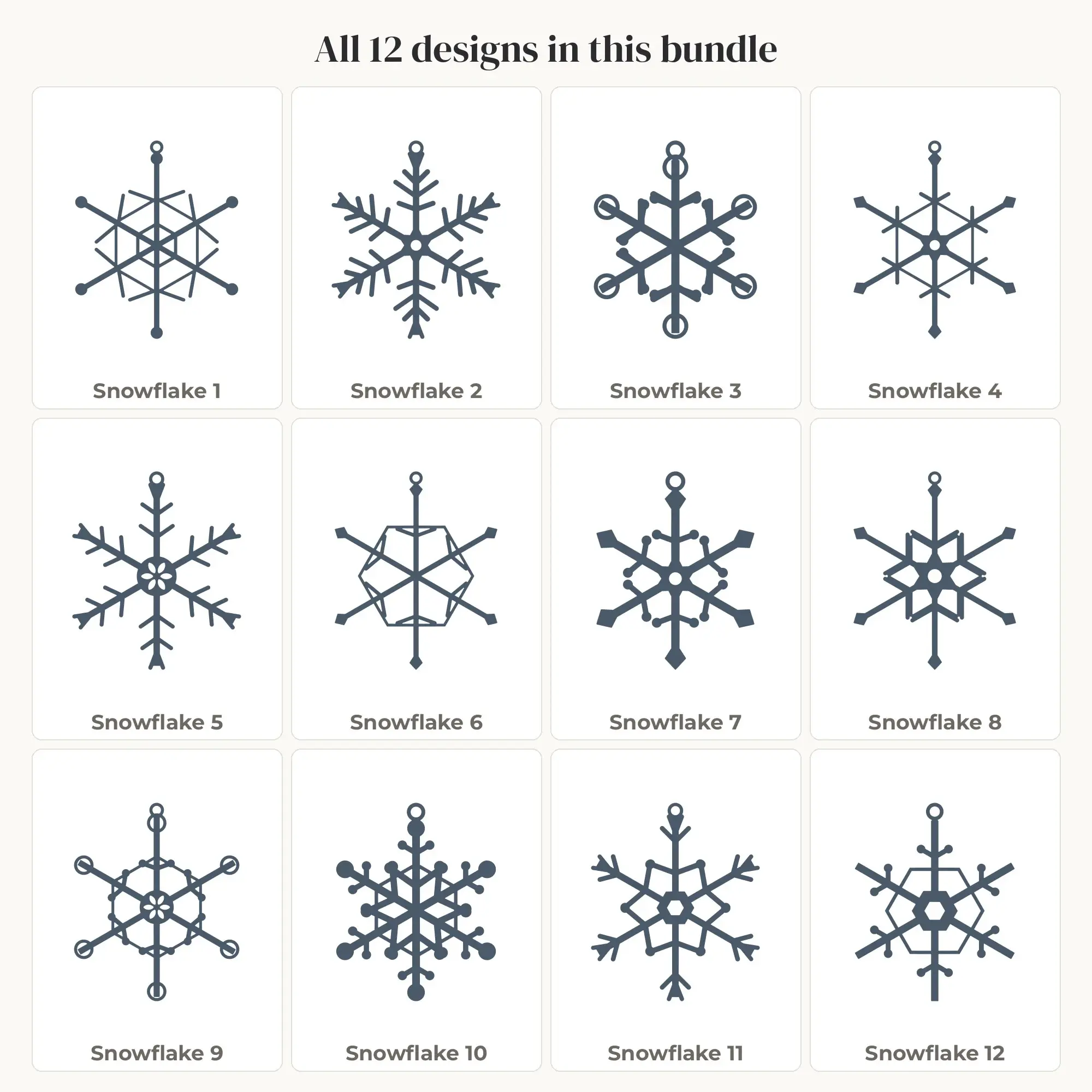 Ornament Snowflake SVG Bundle - 12 Snowflake Cut Files, preview 2 of 2