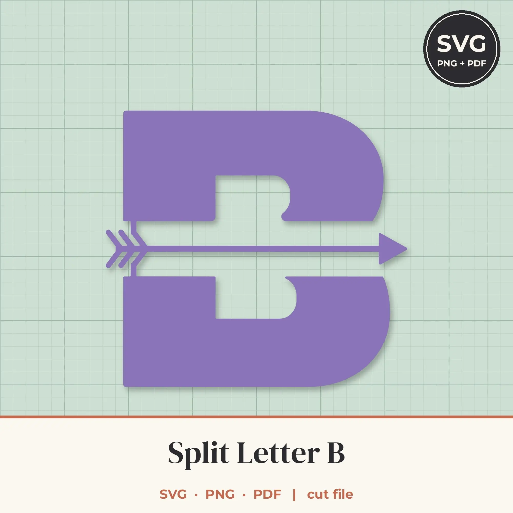Letter B Split Monogram SVG - Boho Arrow Cut File preview
