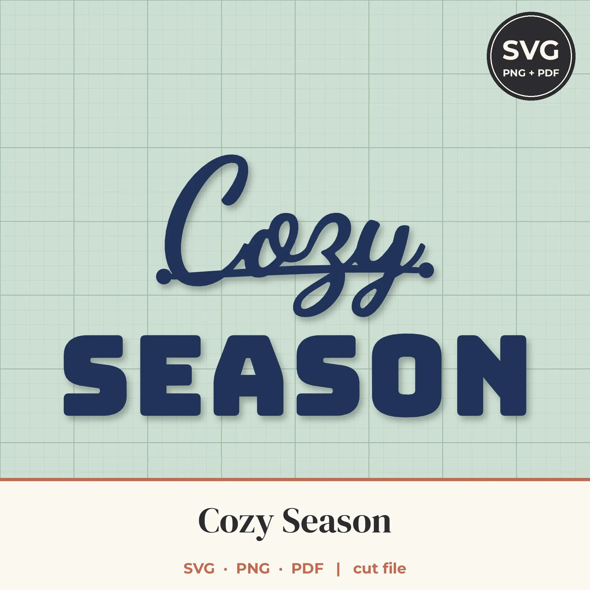 Cozy Season SVG - Script Swash Lettering Cut File preview