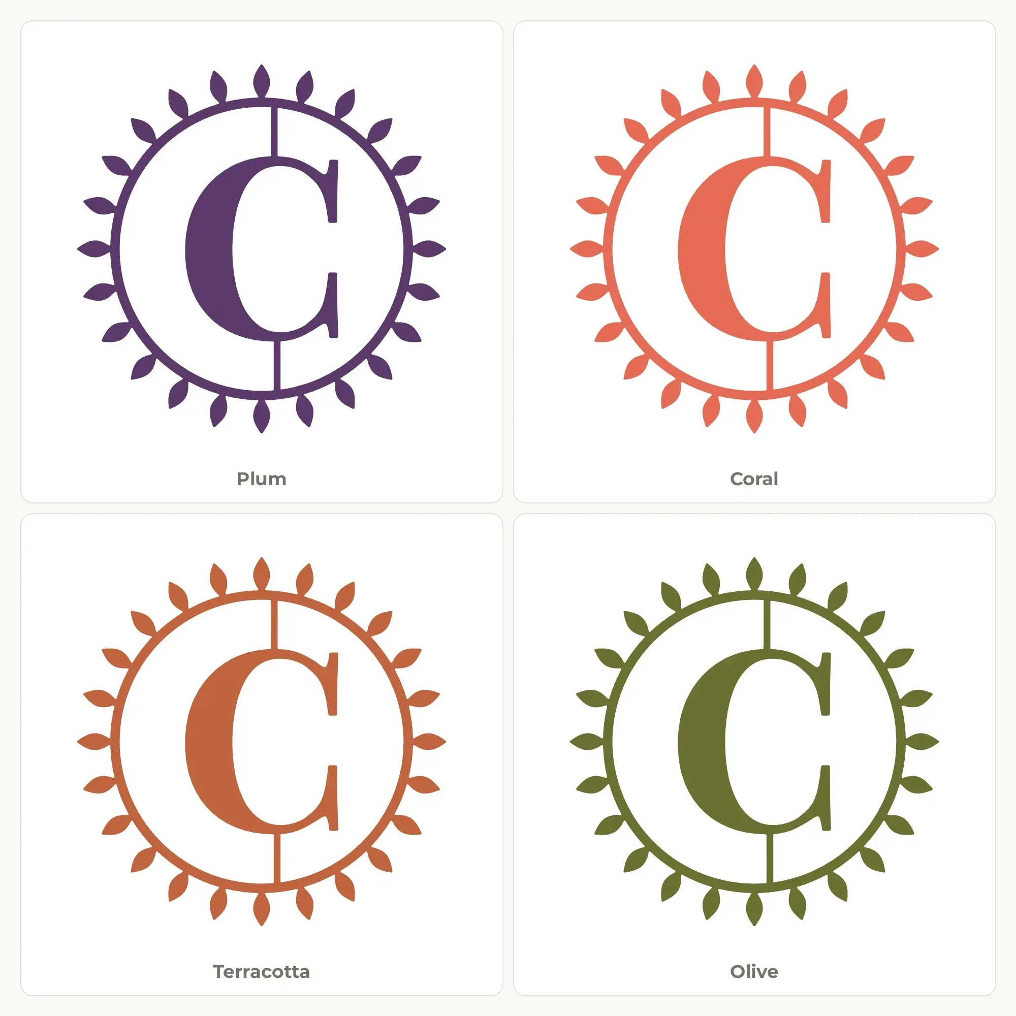 Letter C Sunburst Monogram SVG Cut File, preview 2 of 2