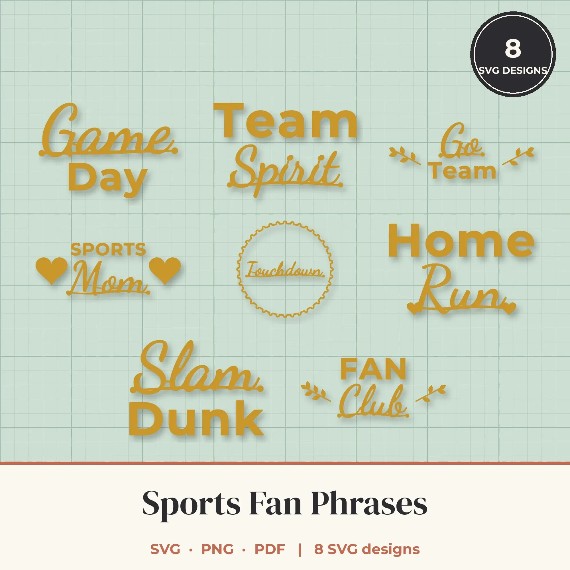 Sports Fan SVG Bundle - 8 Quote Cut Files preview