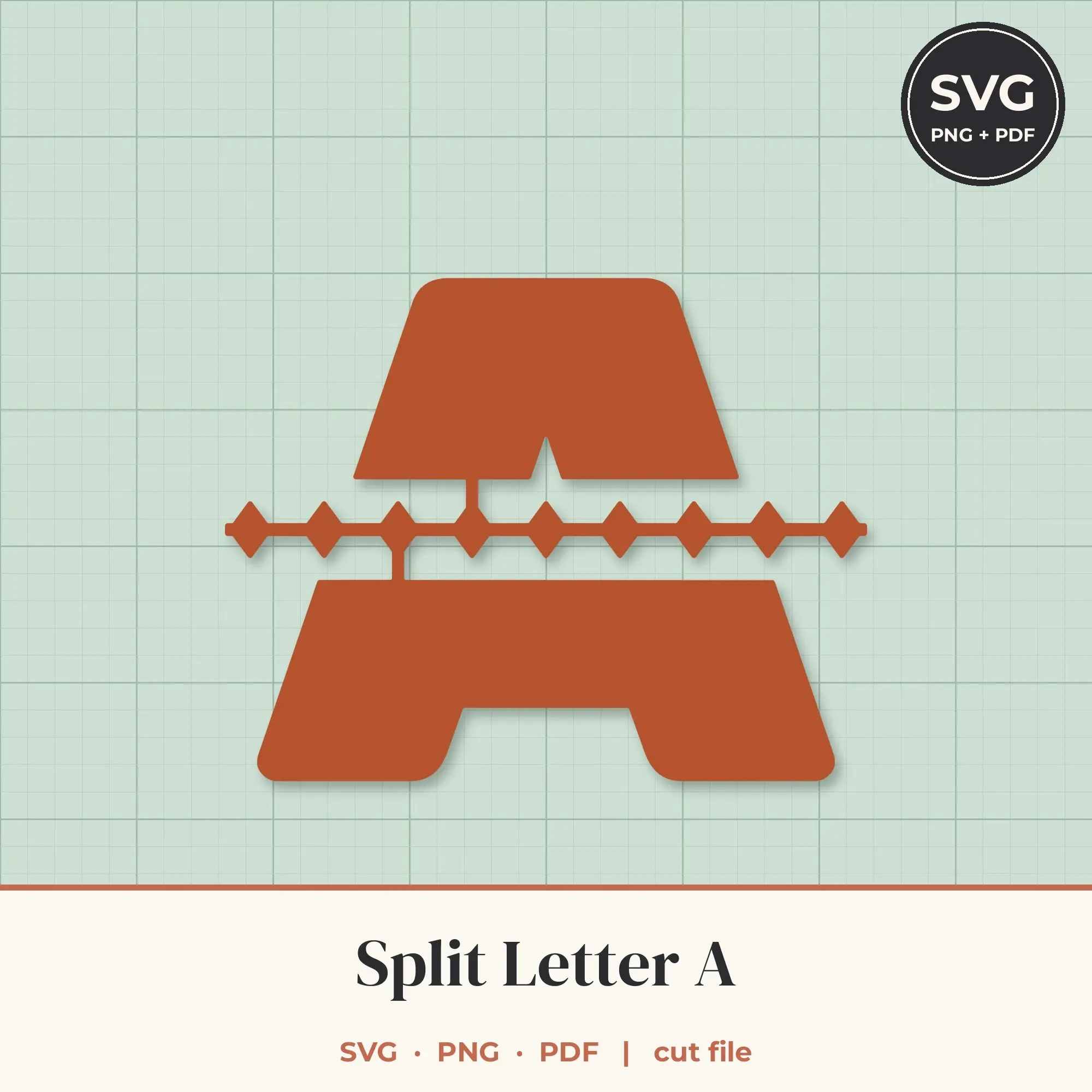 Letter A Split Monogram SVG - Diamond Band Cut File, preview 1 of 2