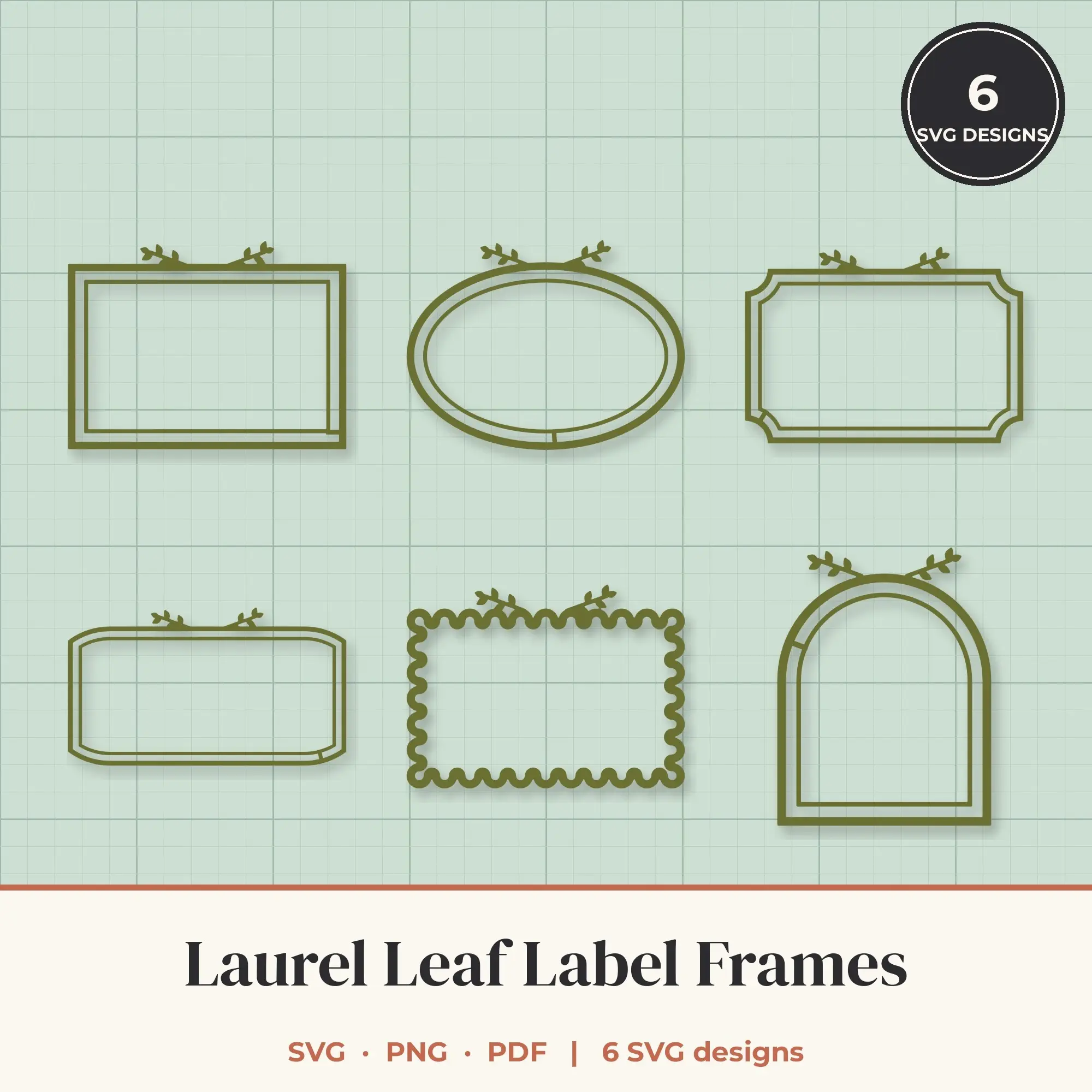 Laurel Leaf Frame SVG Bundle - 6 Label Frames preview