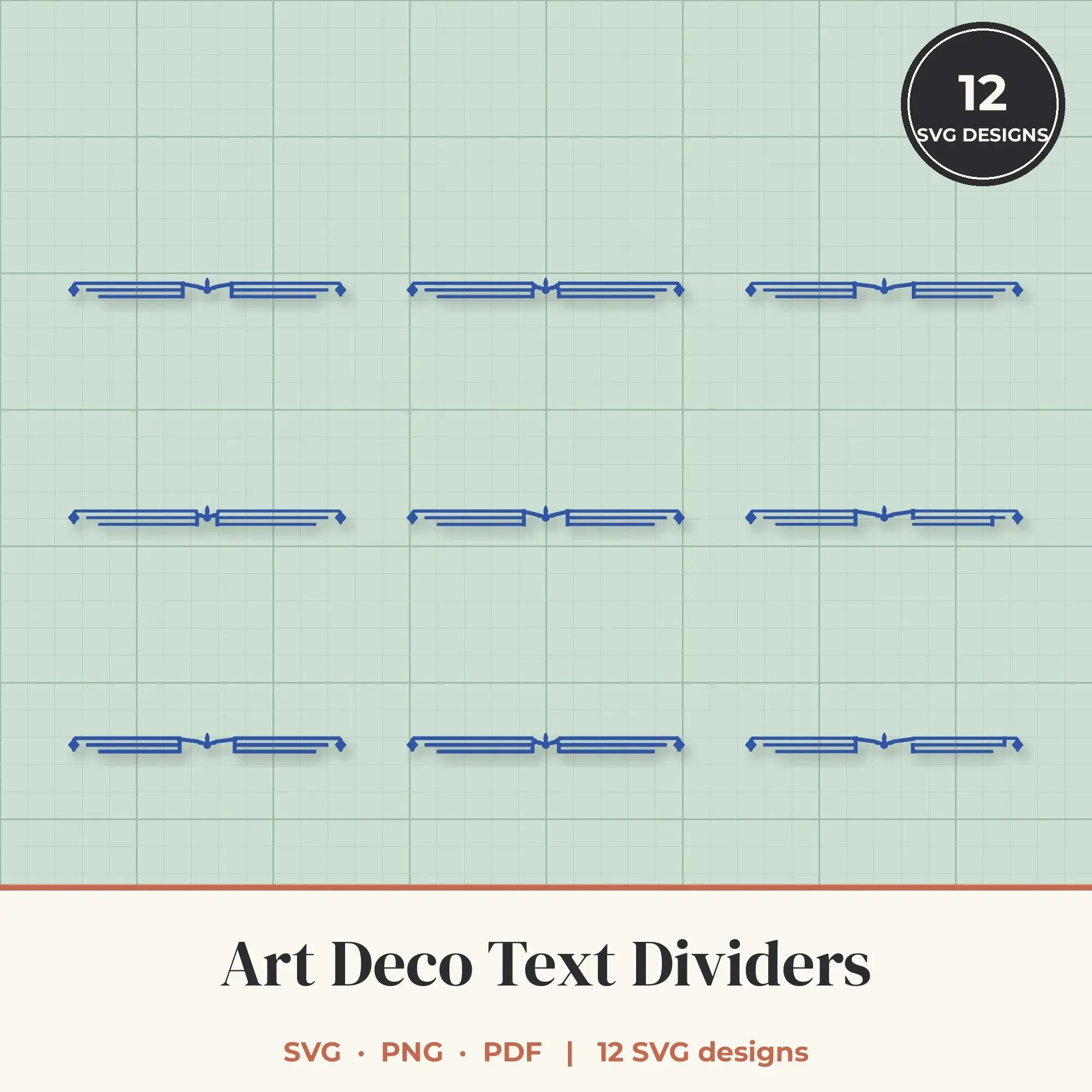Art Deco Divider SVG Bundle - 12 Text Dividers preview
