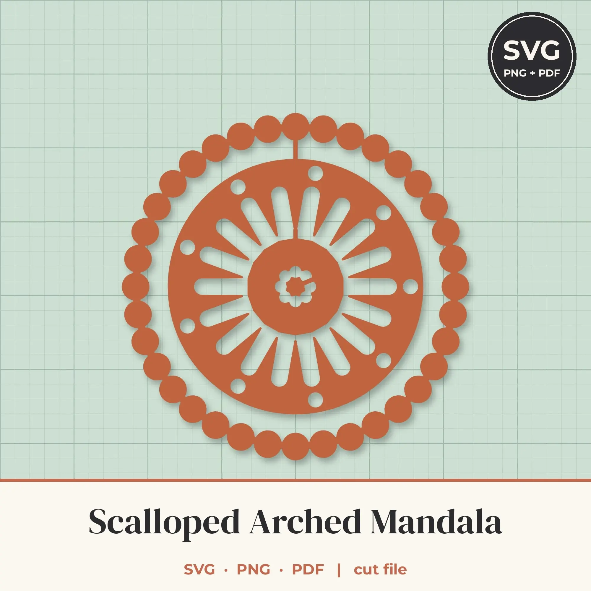 Scalloped Arched Mandala SVG - 18-Fold Cut File, preview 1 of 2