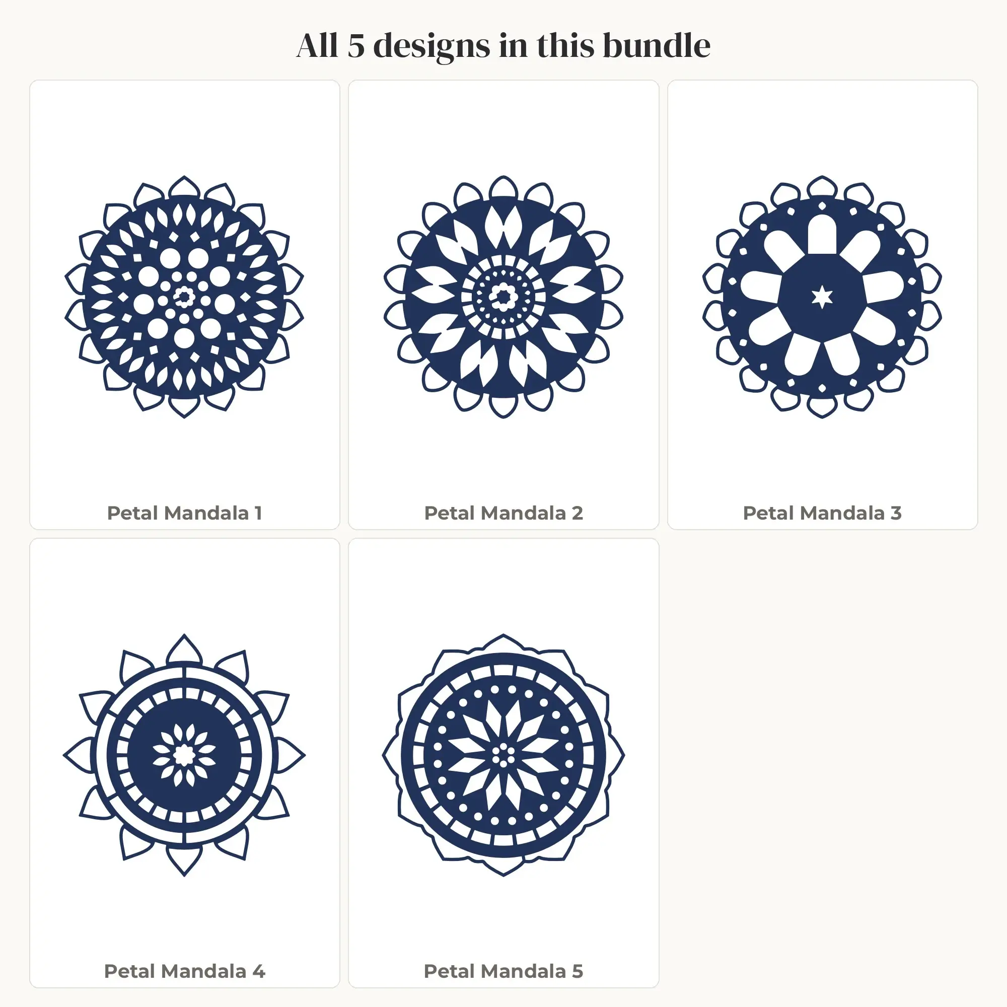 Petal Mandala SVG Bundle - 5 Mandala Cut Files, preview 2 of 2