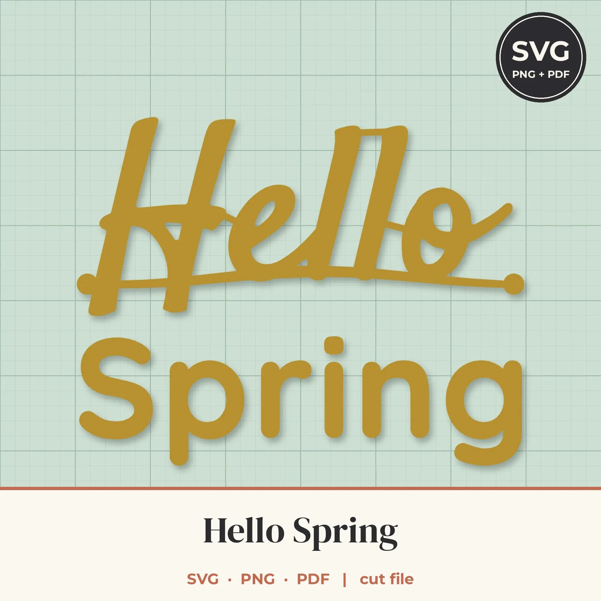 Hello Spring SVG - Script and Block Lettering Cut File preview