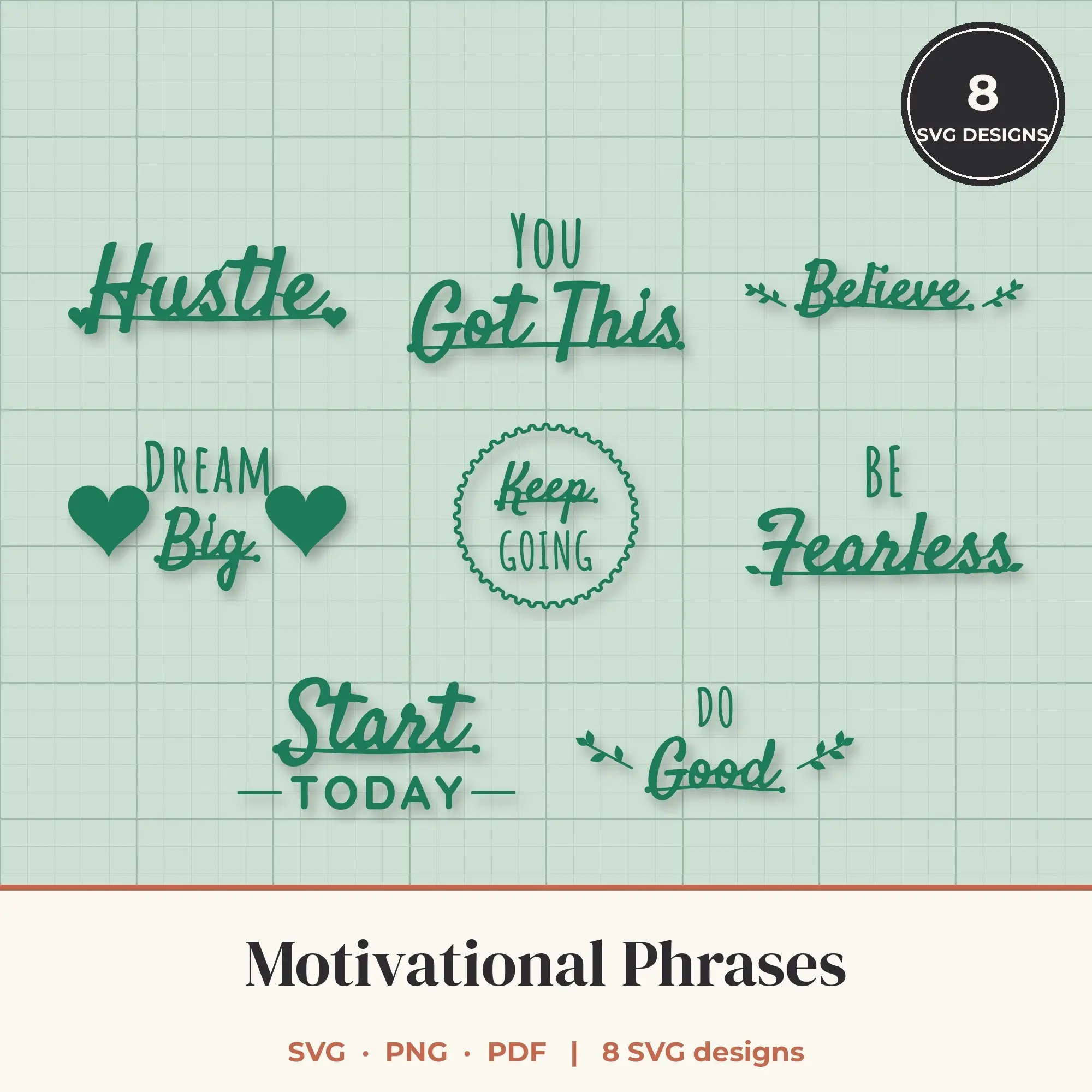 Motivational SVG Bundle - 8 Quote Cut Files preview