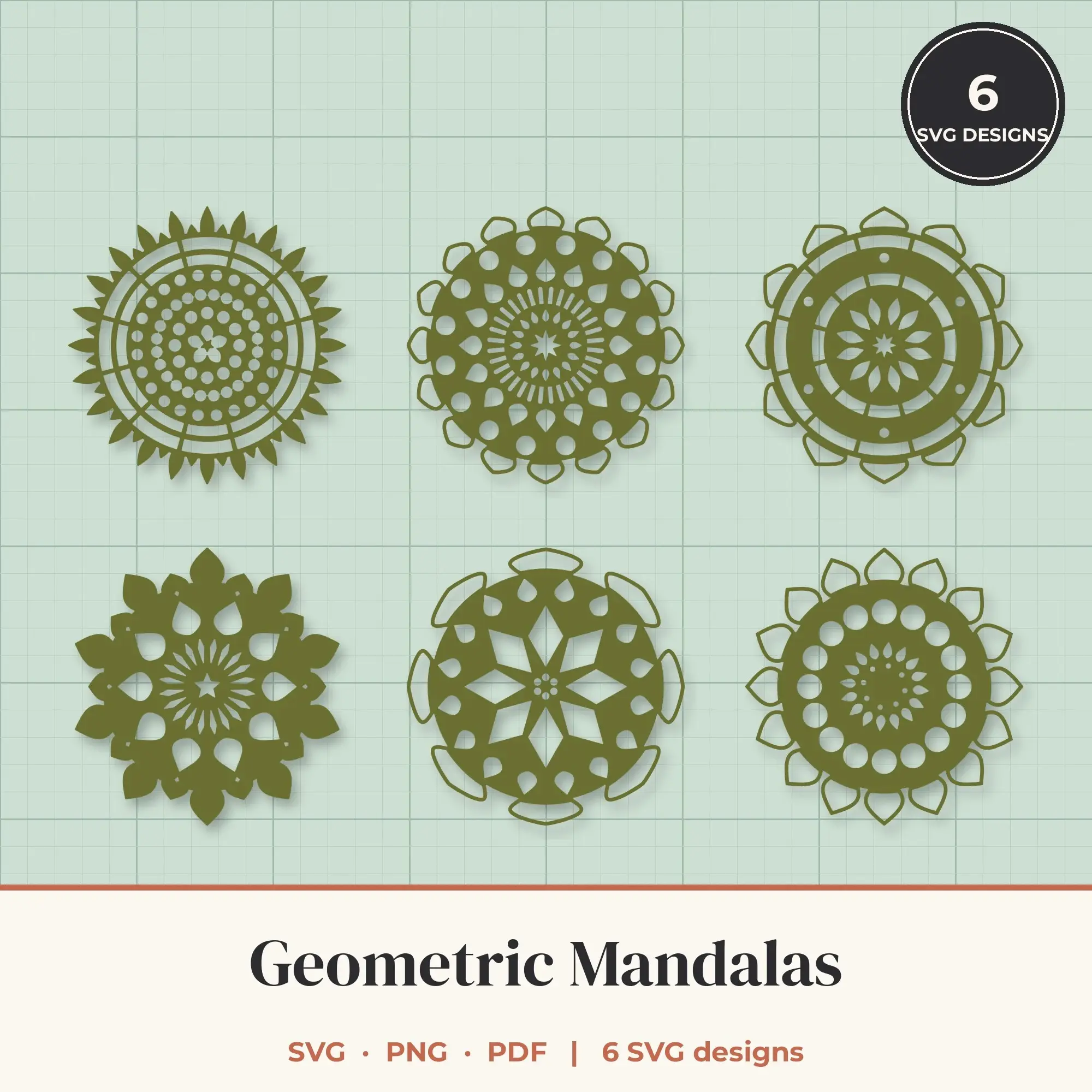 Geometric Mandala SVG Bundle - 6 Mandala Cut Files preview