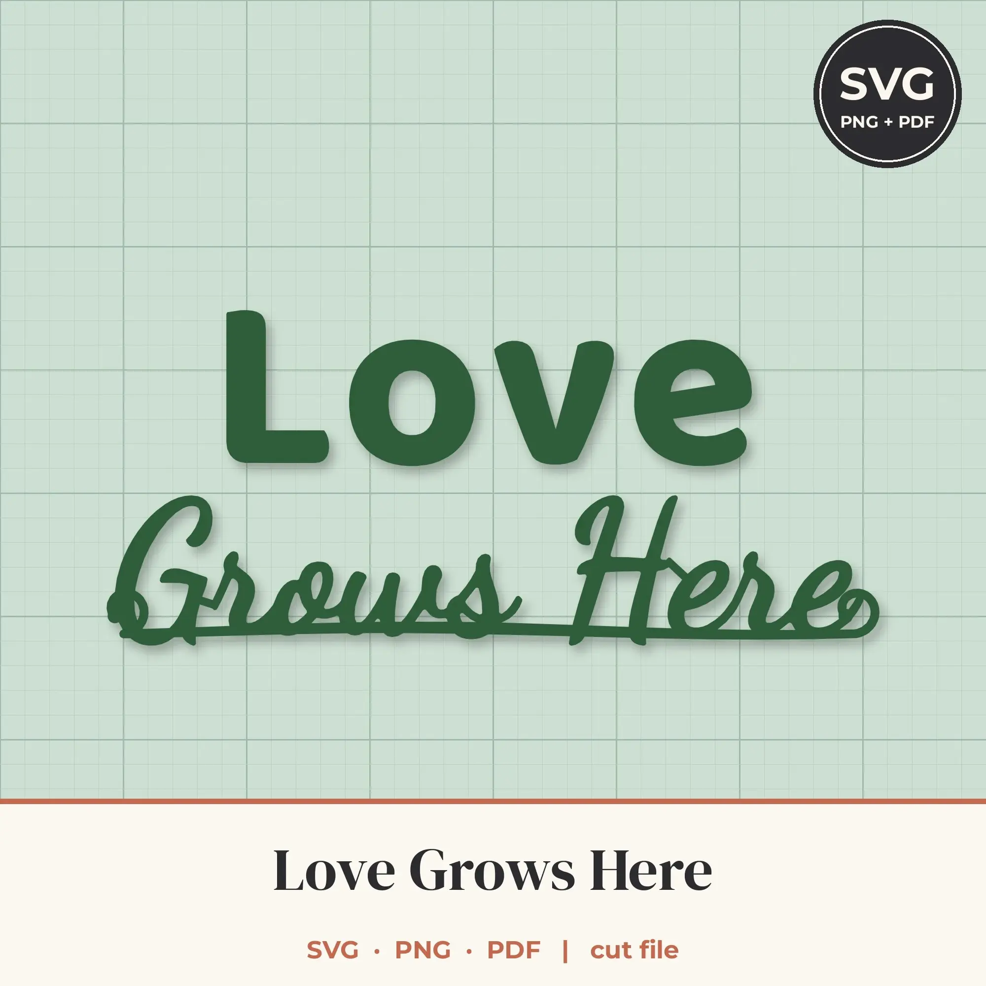 Love Grows Here SVG - Script Swash Lettering Cut File, preview 1 of 2