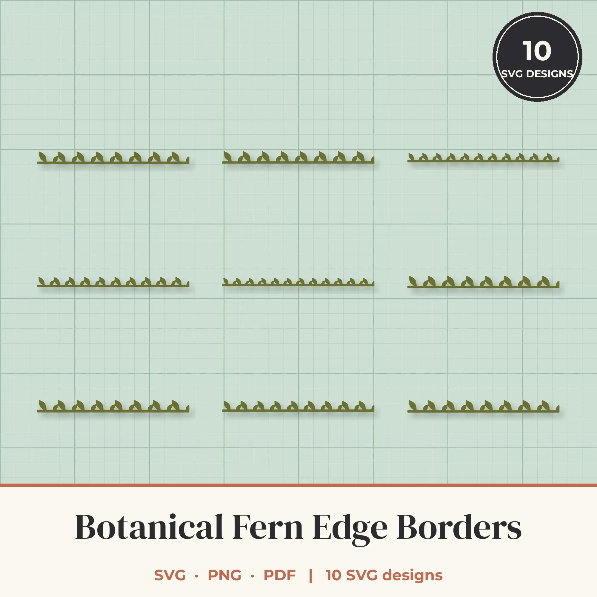 Botanical Fern Border SVG Set - 10 Edge Borders preview