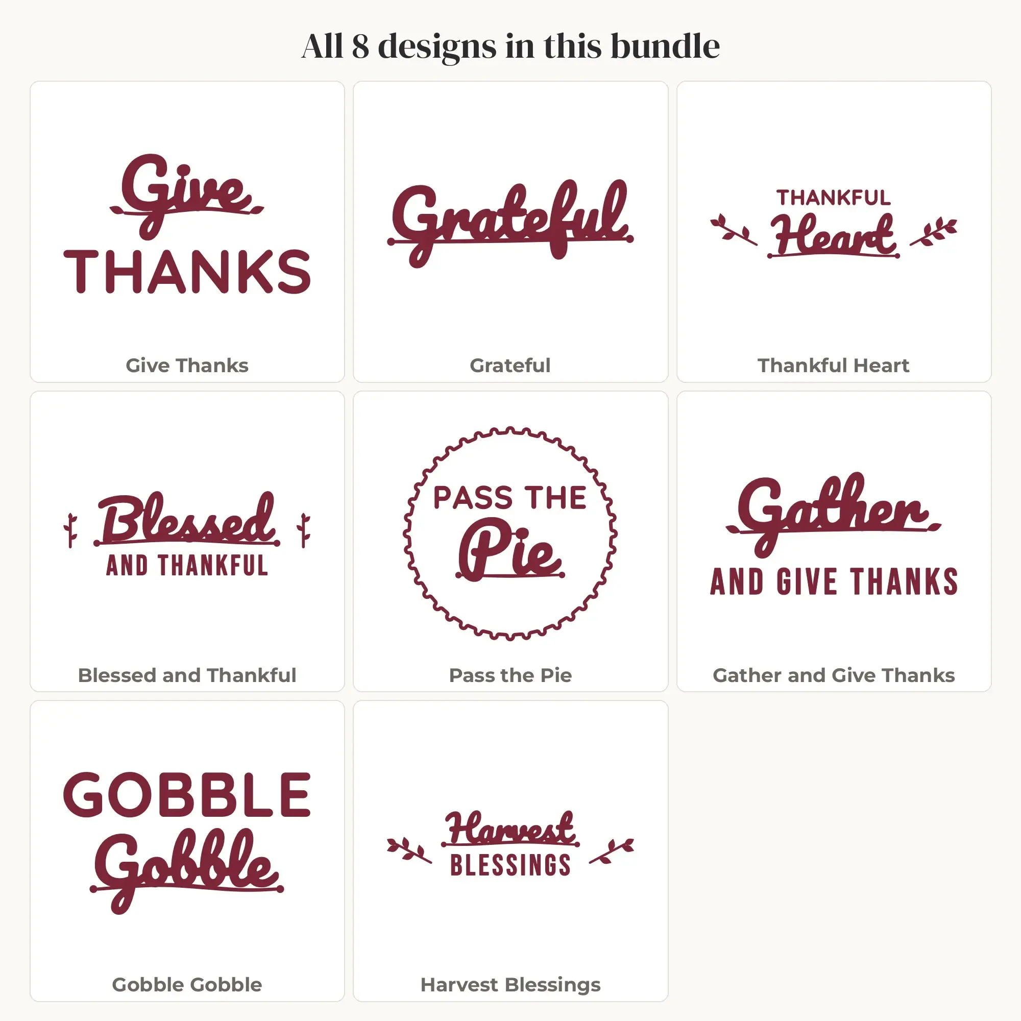 Thanksgiving SVG Bundle - 8 Quote Cut Files, preview 2 of 2