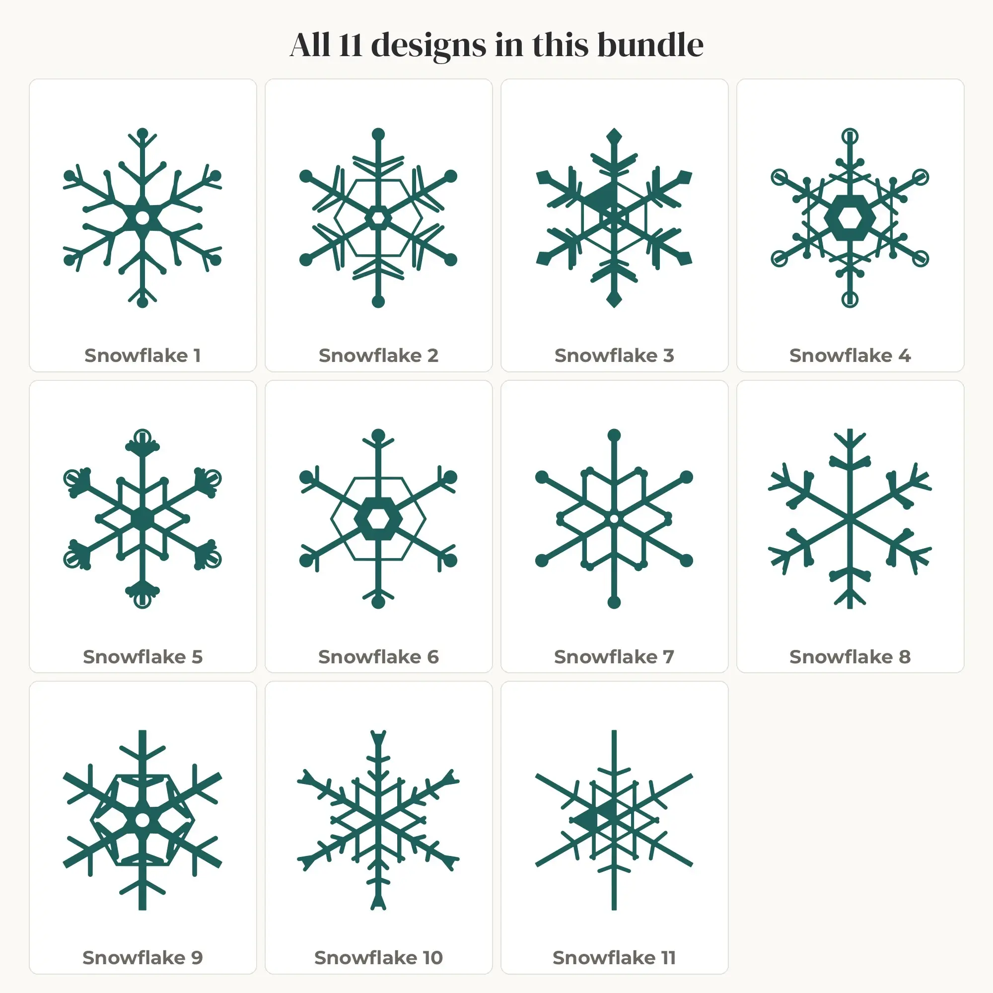 Holiday Snowflake SVG Bundle - 11 Snowflake Cut Files, preview 2 of 2