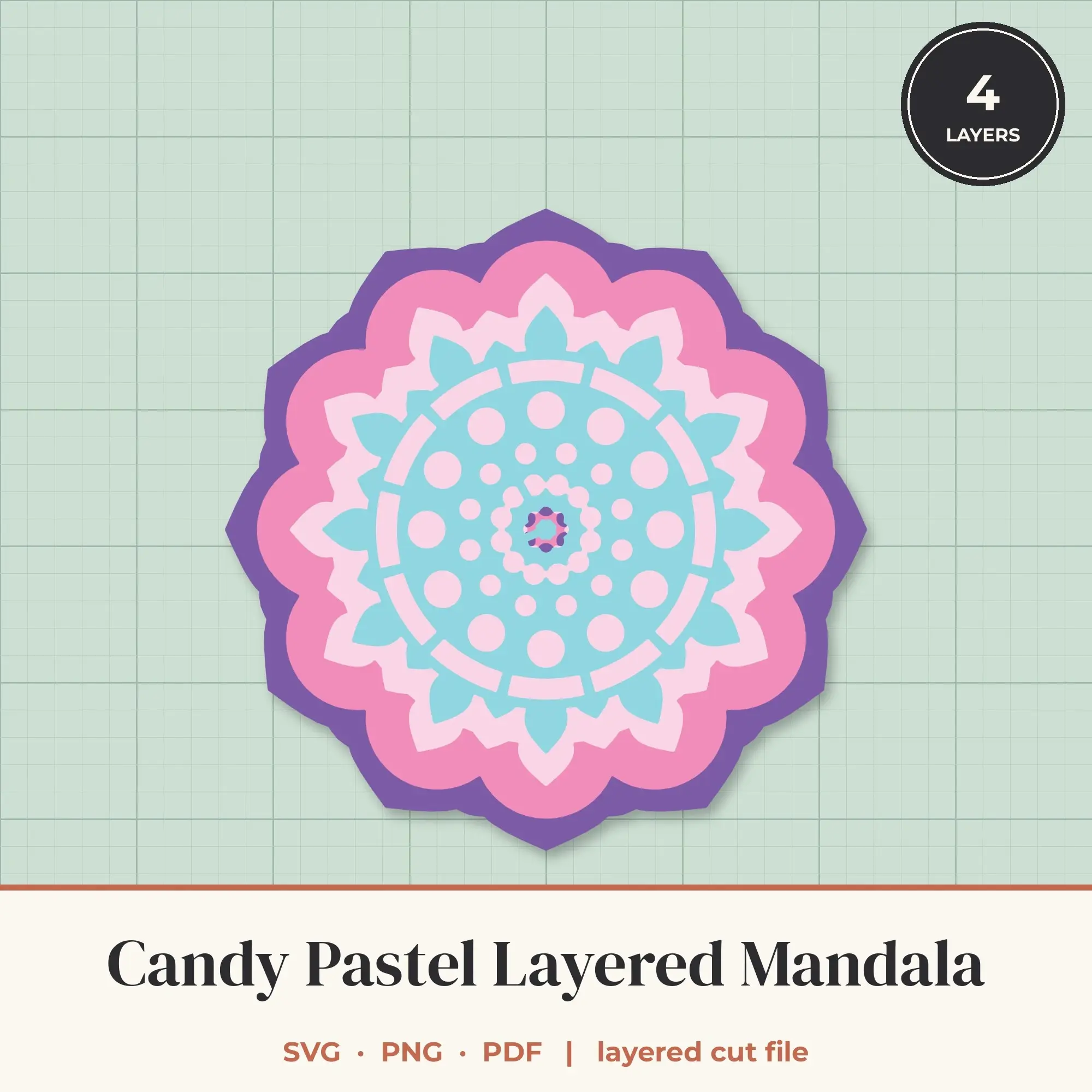 Candy Pastel Layered Mandala SVG - 4 Layer 12-Fold Design preview