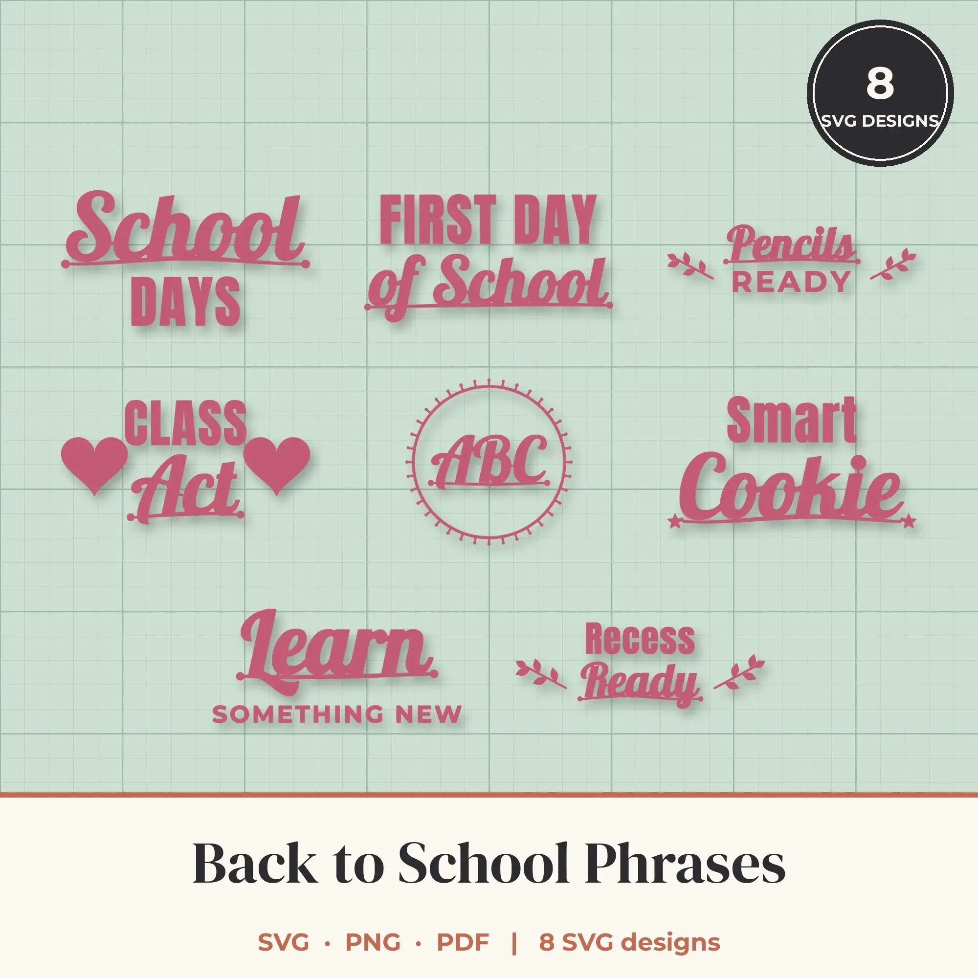 Back to School SVG Bundle - 8 Quote Cut Files preview