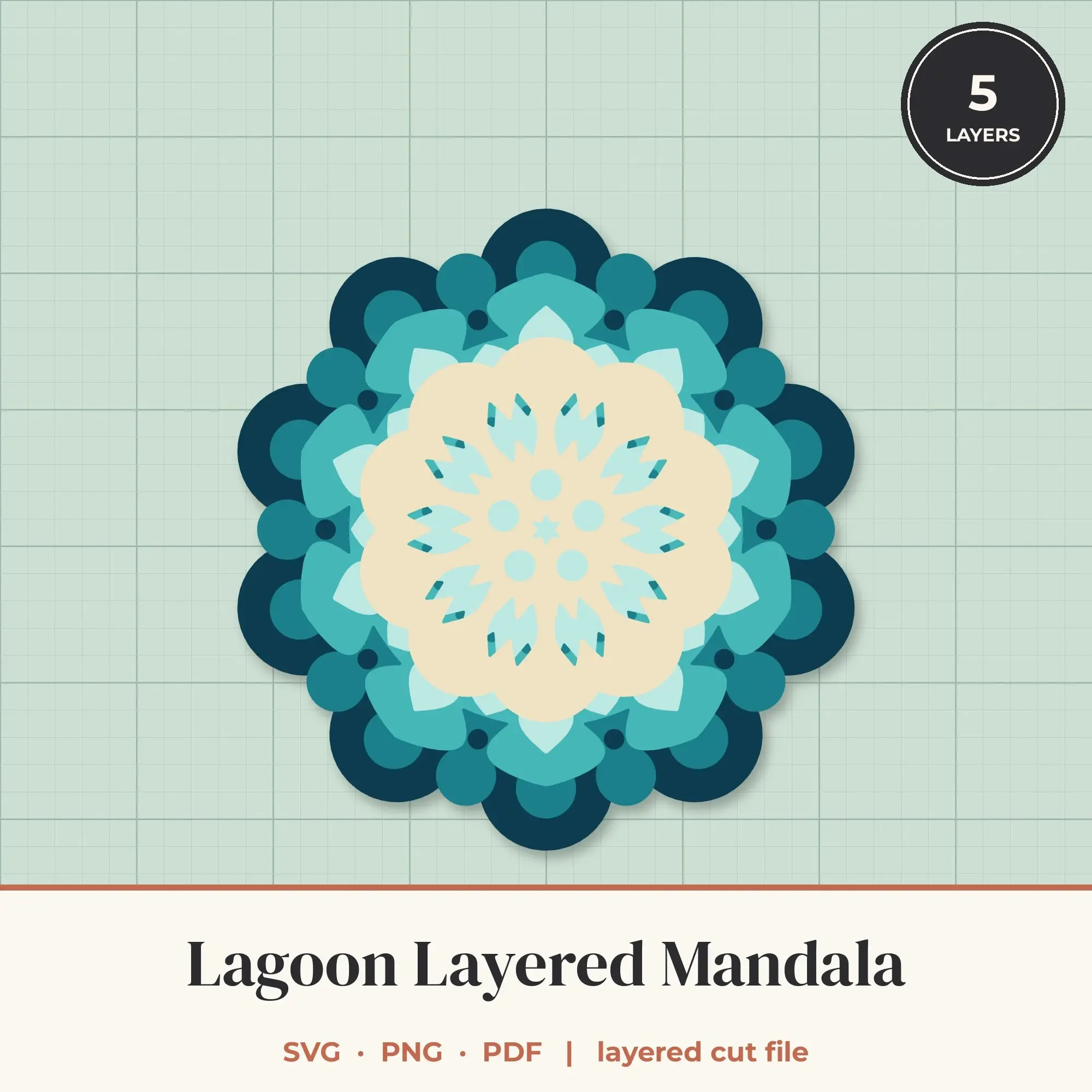 Lagoon Layered Mandala SVG - 5 Layer 10-Fold Design preview