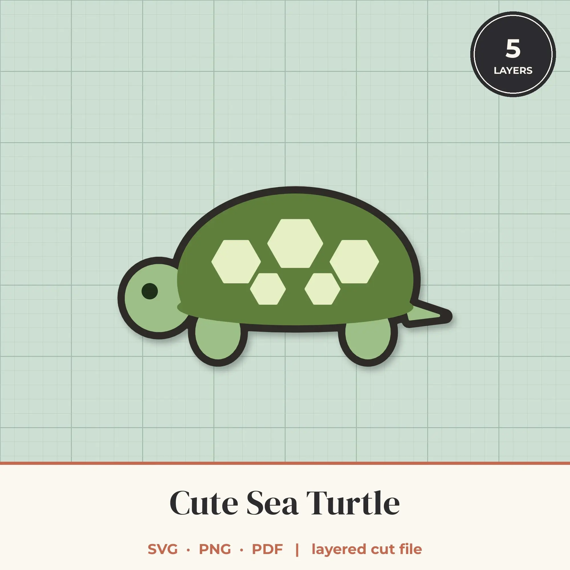 Cute Sea Turtle SVG - Layered Animal Cut File preview