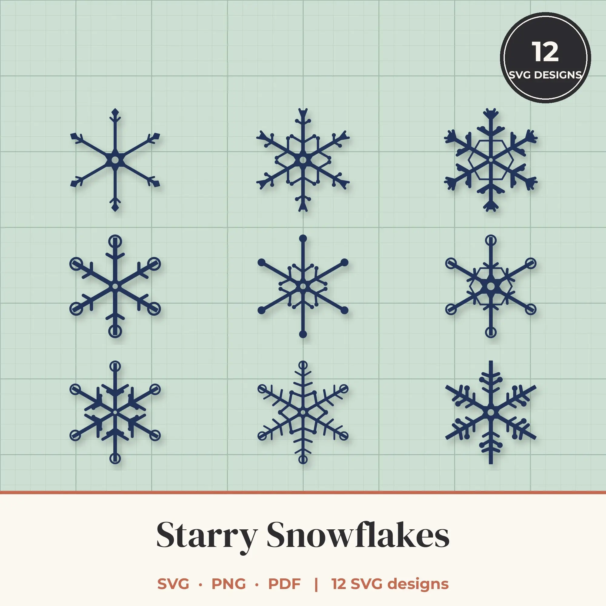 Starry Snowflake SVG Bundle - 12 Snowflake Cut Files preview