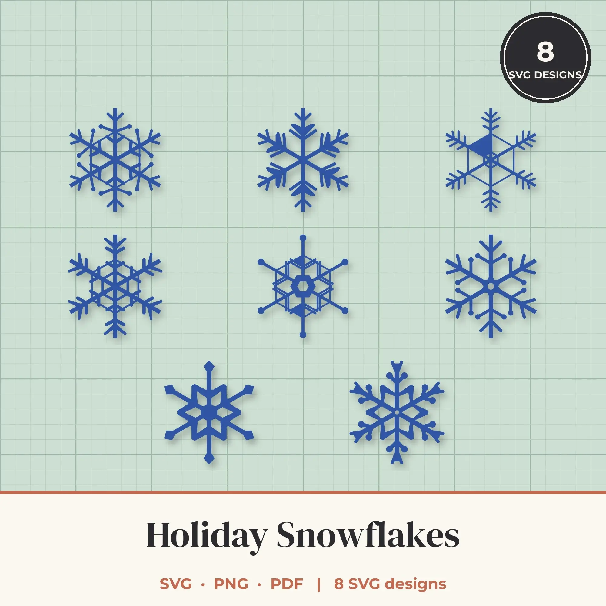 Holiday Snowflake SVG Bundle - 8 Snowflake Cut Files preview