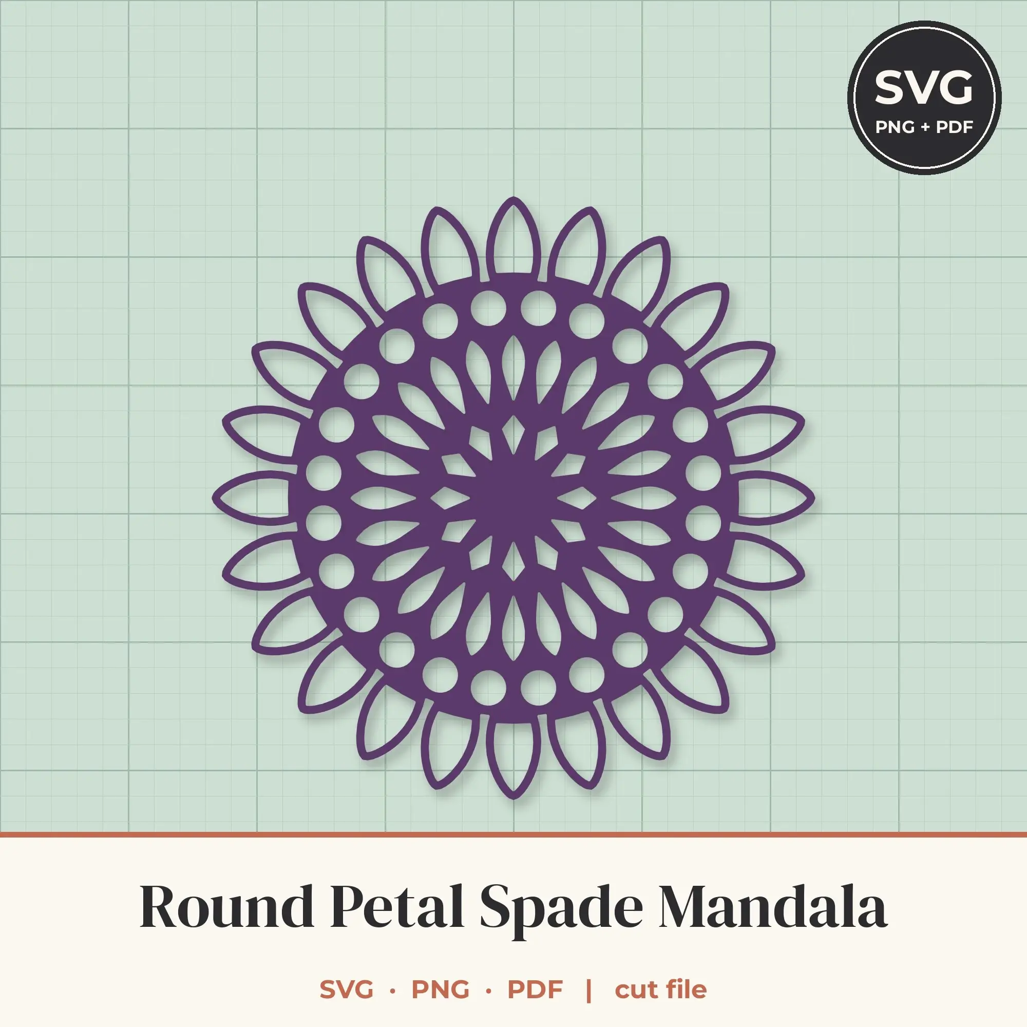 Round Petal Spade Mandala SVG - 24-Fold Cut File preview