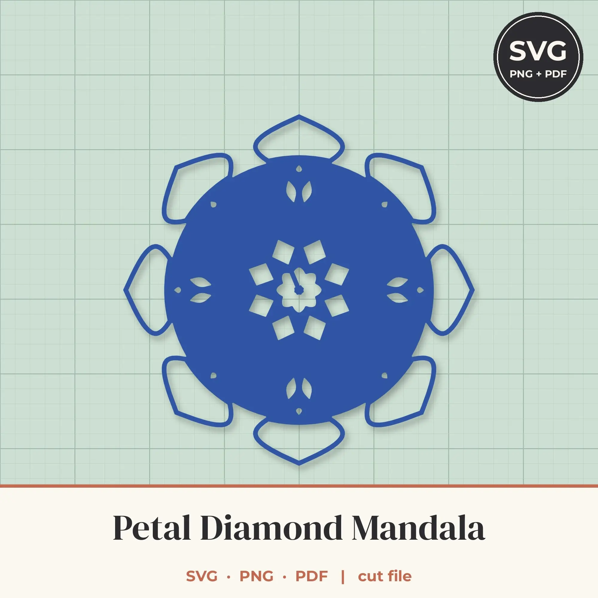 Petal Diamond Mandala SVG - 8-Fold Cut File preview