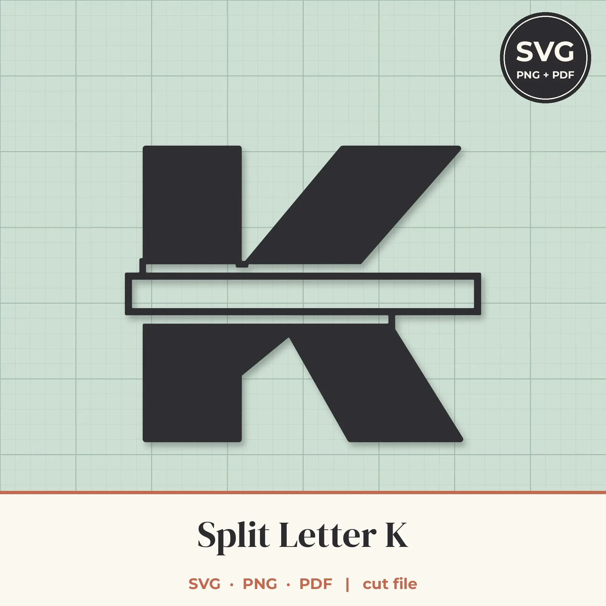 Letter K Split Monogram SVG - Open Panel Cut File preview