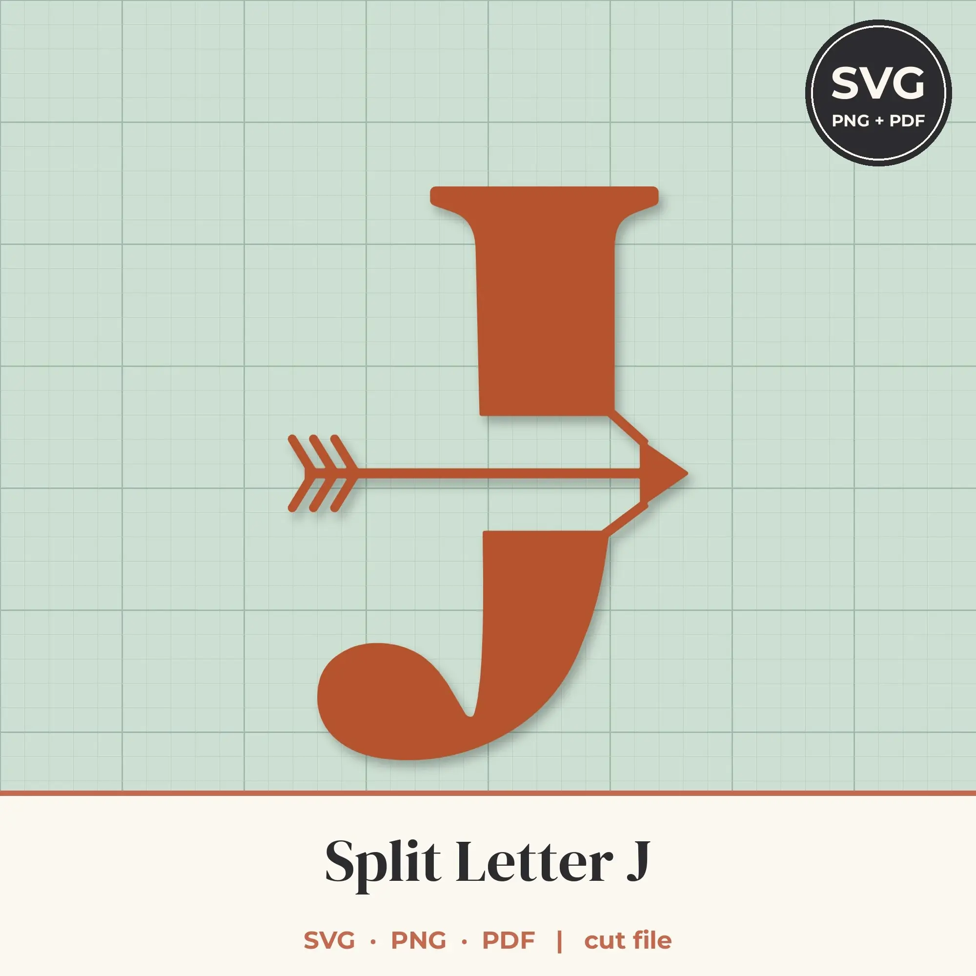 Letter J Split Monogram SVG - Boho Arrow Cut File preview