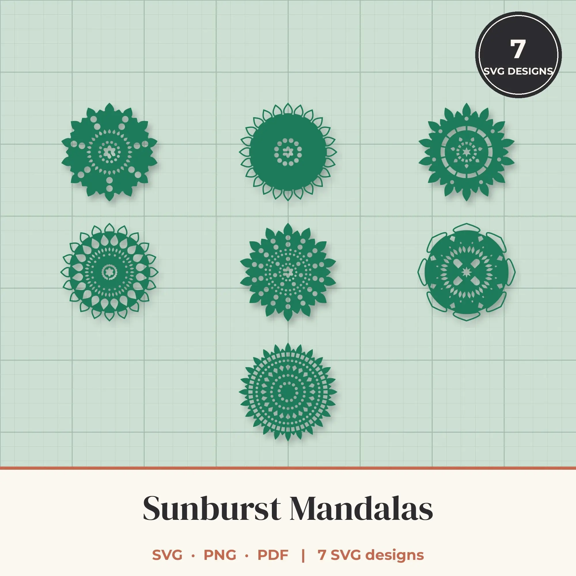 Sunburst Mandala SVG Bundle - 7 Mandala Cut Files preview