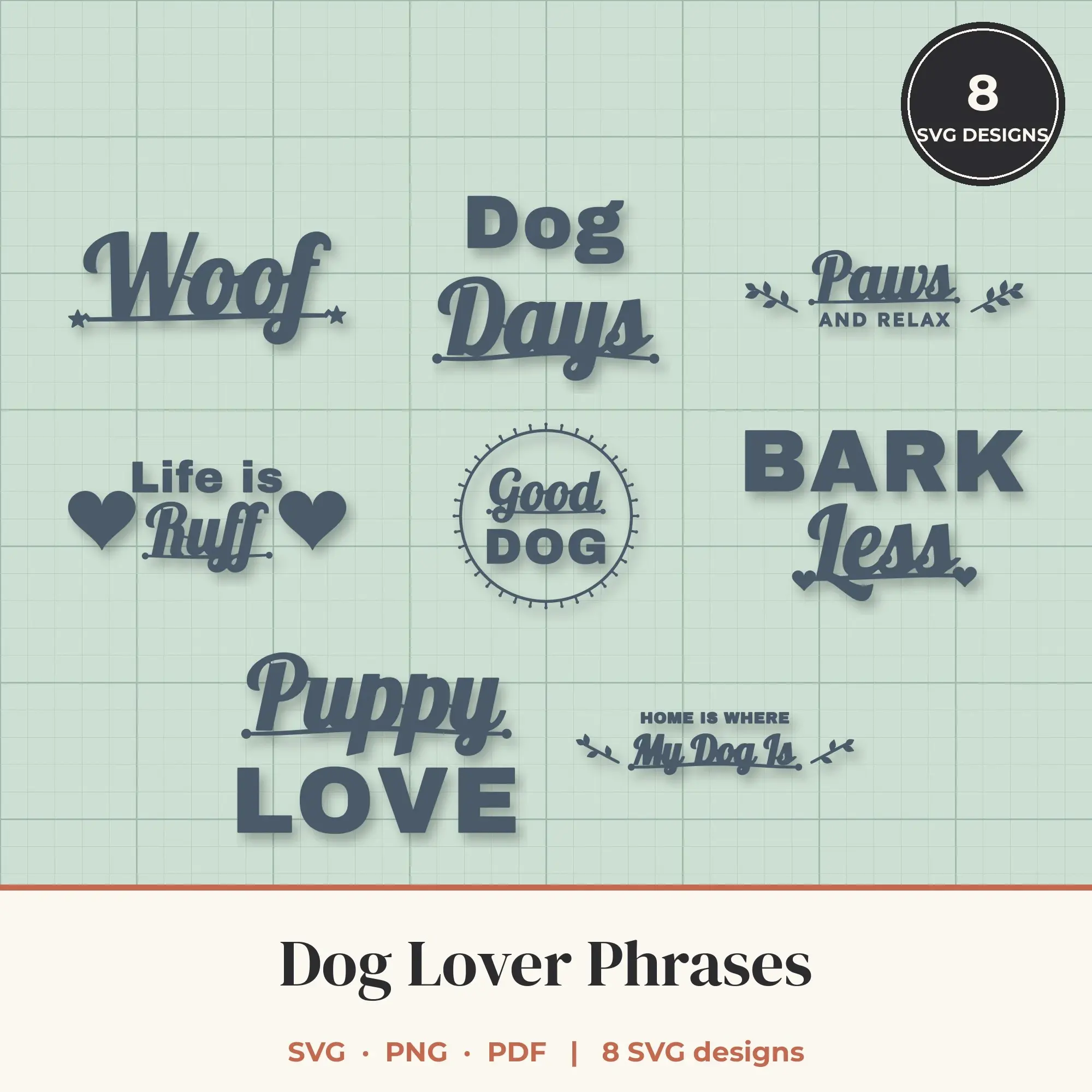 Dog Lover SVG Bundle - 8 Quote Cut Files preview