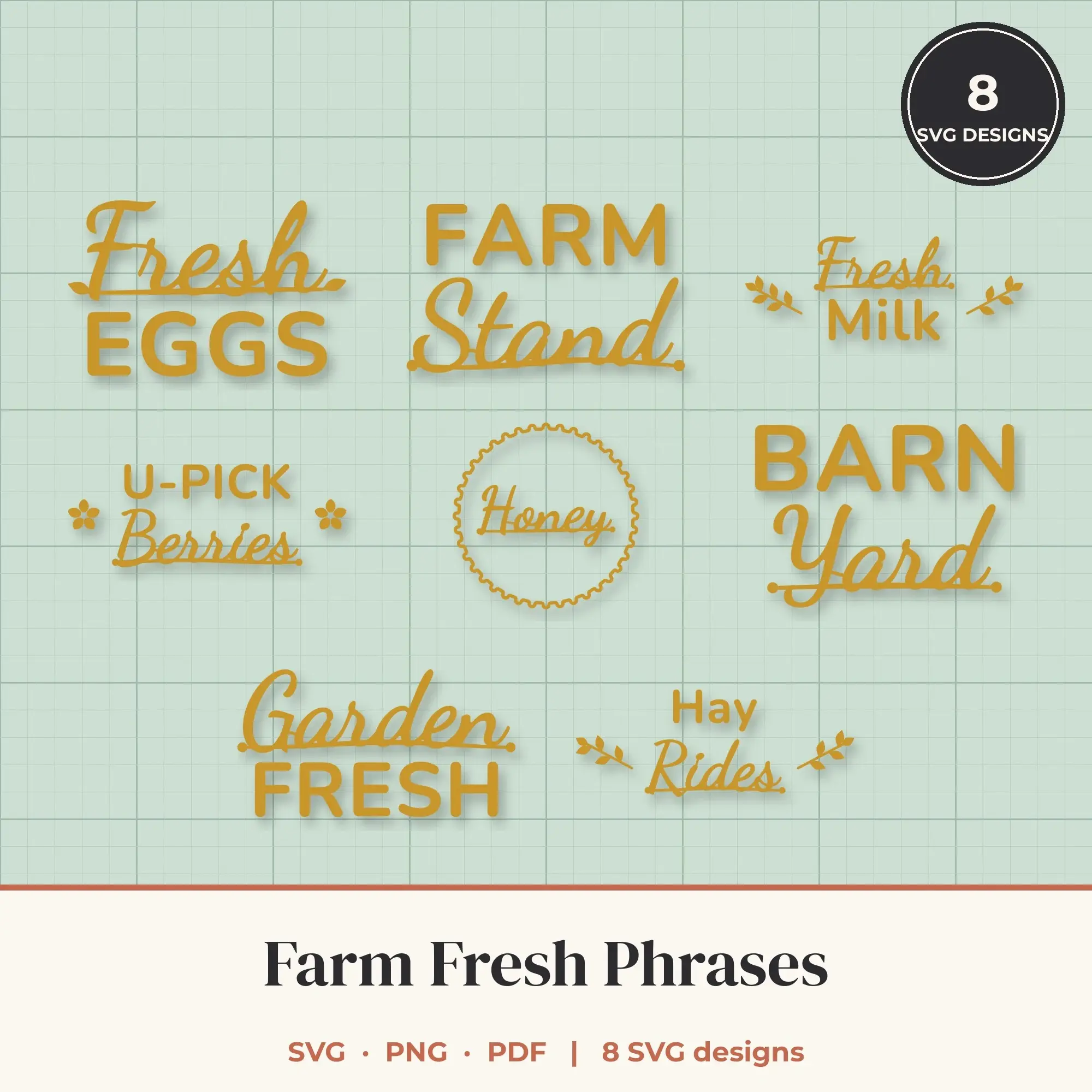 Farm Fresh SVG Bundle - 8 Quote Cut Files preview