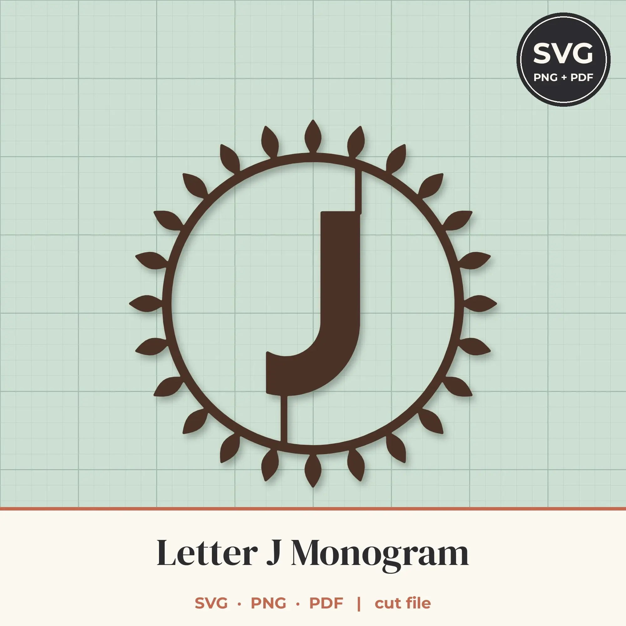 Letter J Sunburst Monogram SVG Cut File preview