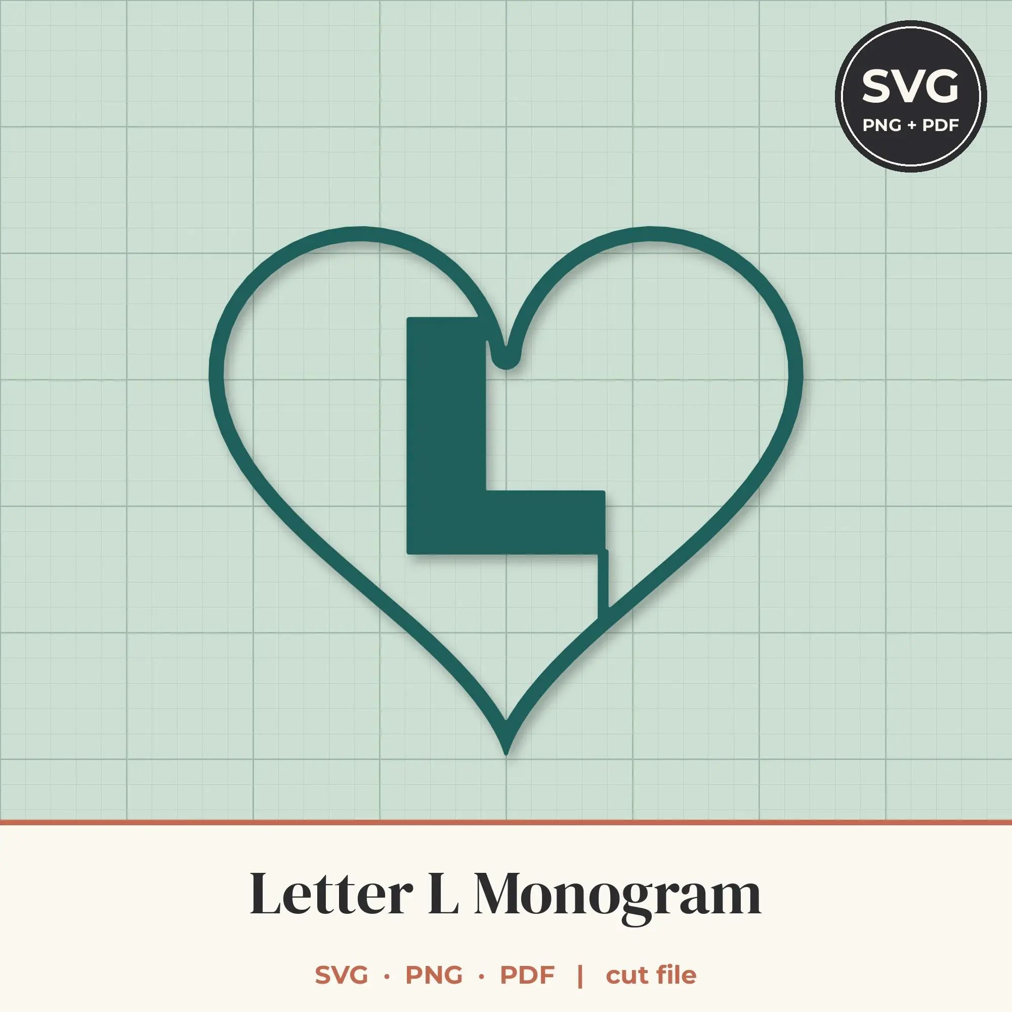 Letter L Heart Monogram SVG Cut File preview