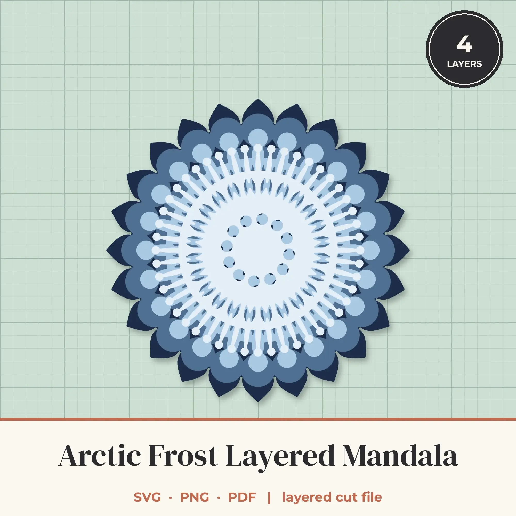 Arctic Frost Layered Mandala SVG - 4 Layer 24-Fold Design preview