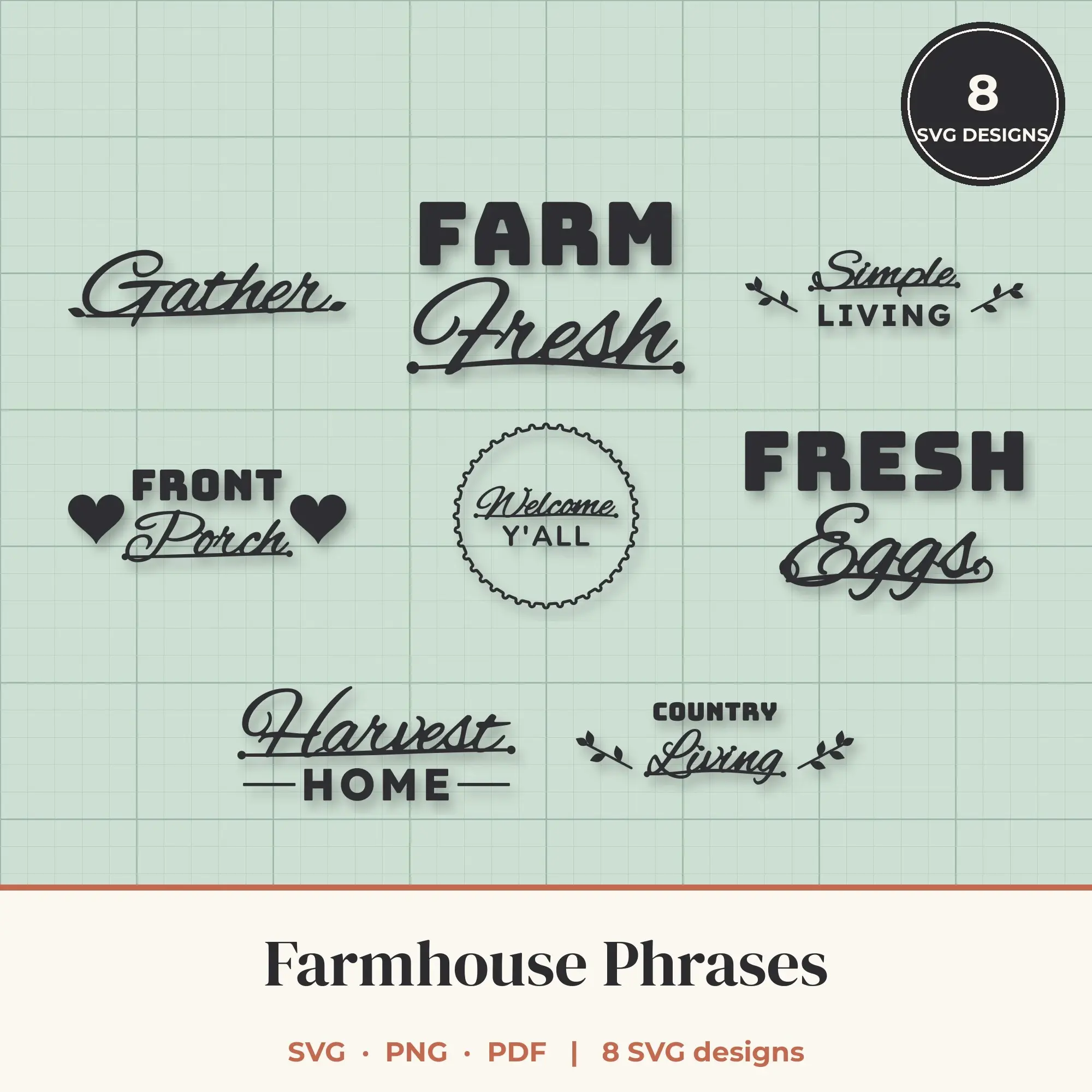 Farmhouse SVG Bundle - 8 Quote Cut Files preview