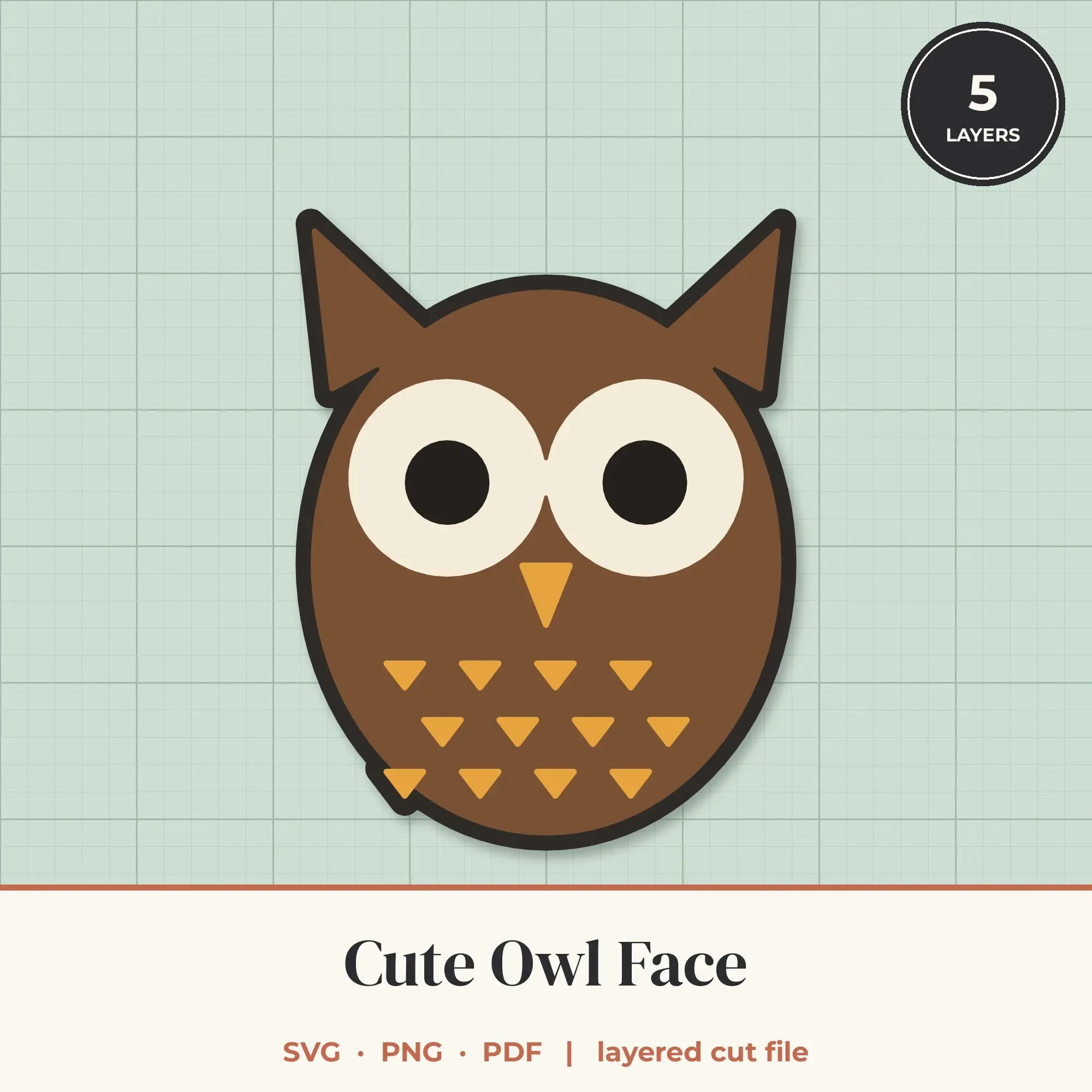 Cute Owl Face SVG - Layered Animal Cut File preview