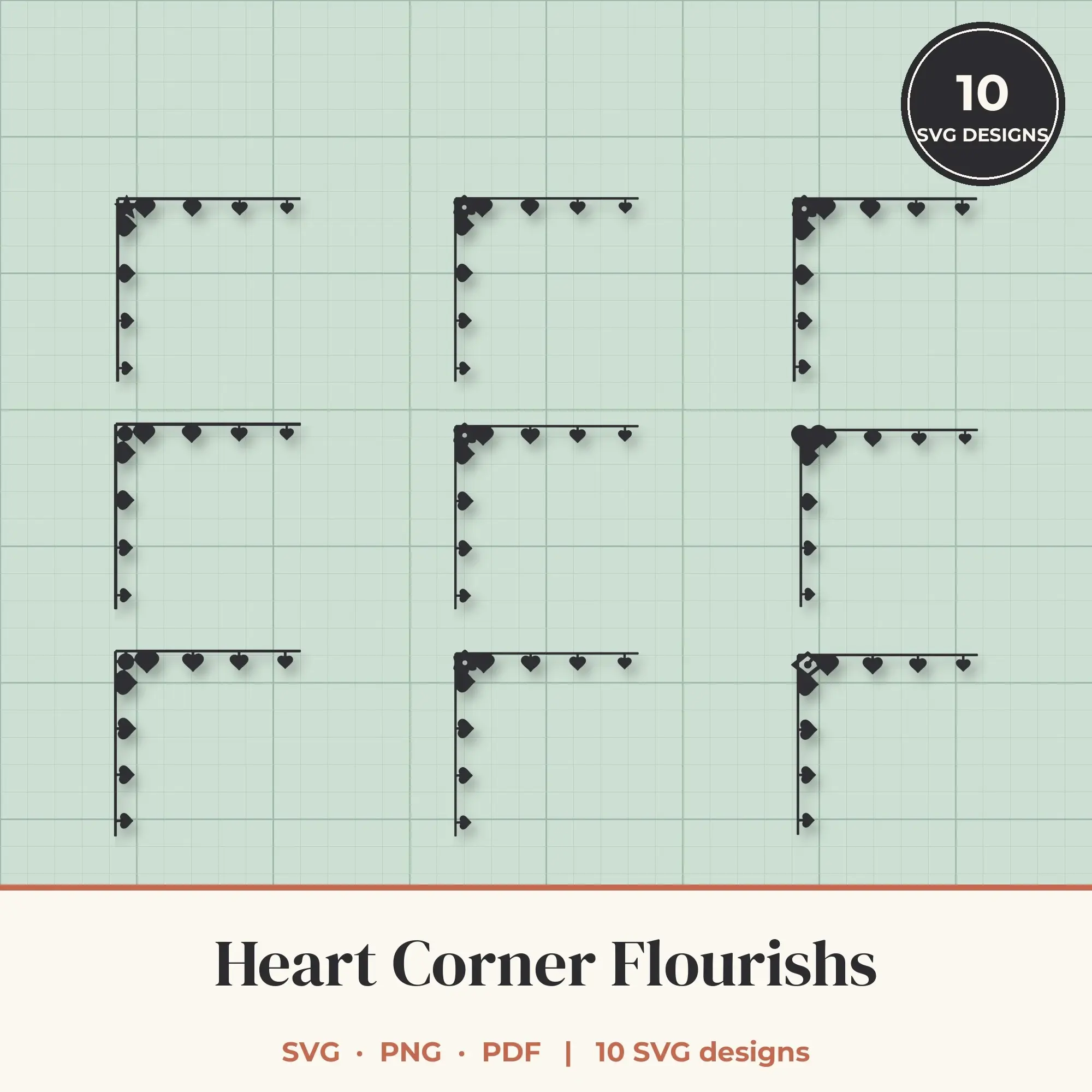 Heart Corner SVG Set - 10 Corner Flourishes preview