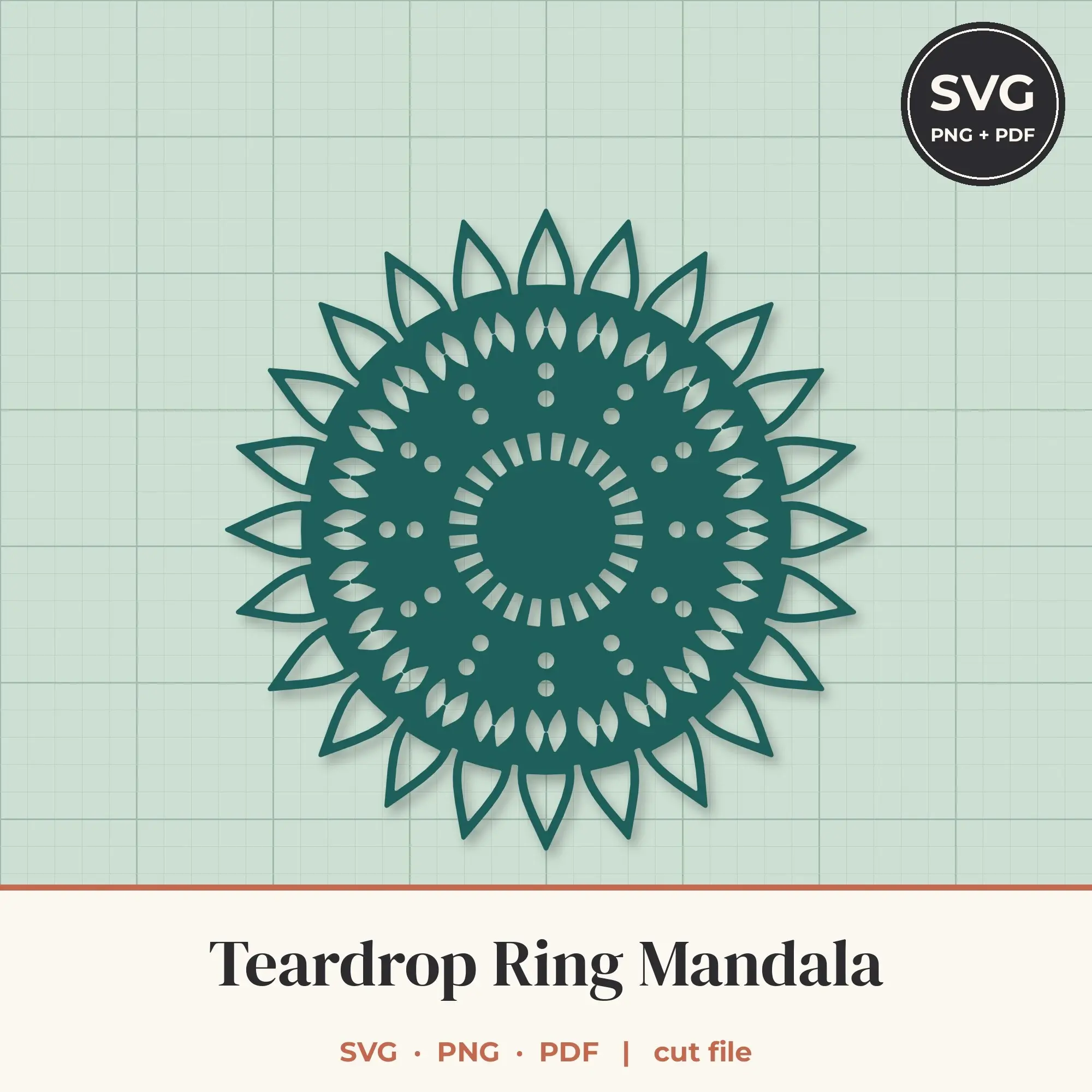 Teardrop Ring Mandala SVG - 24-Fold Cut File preview