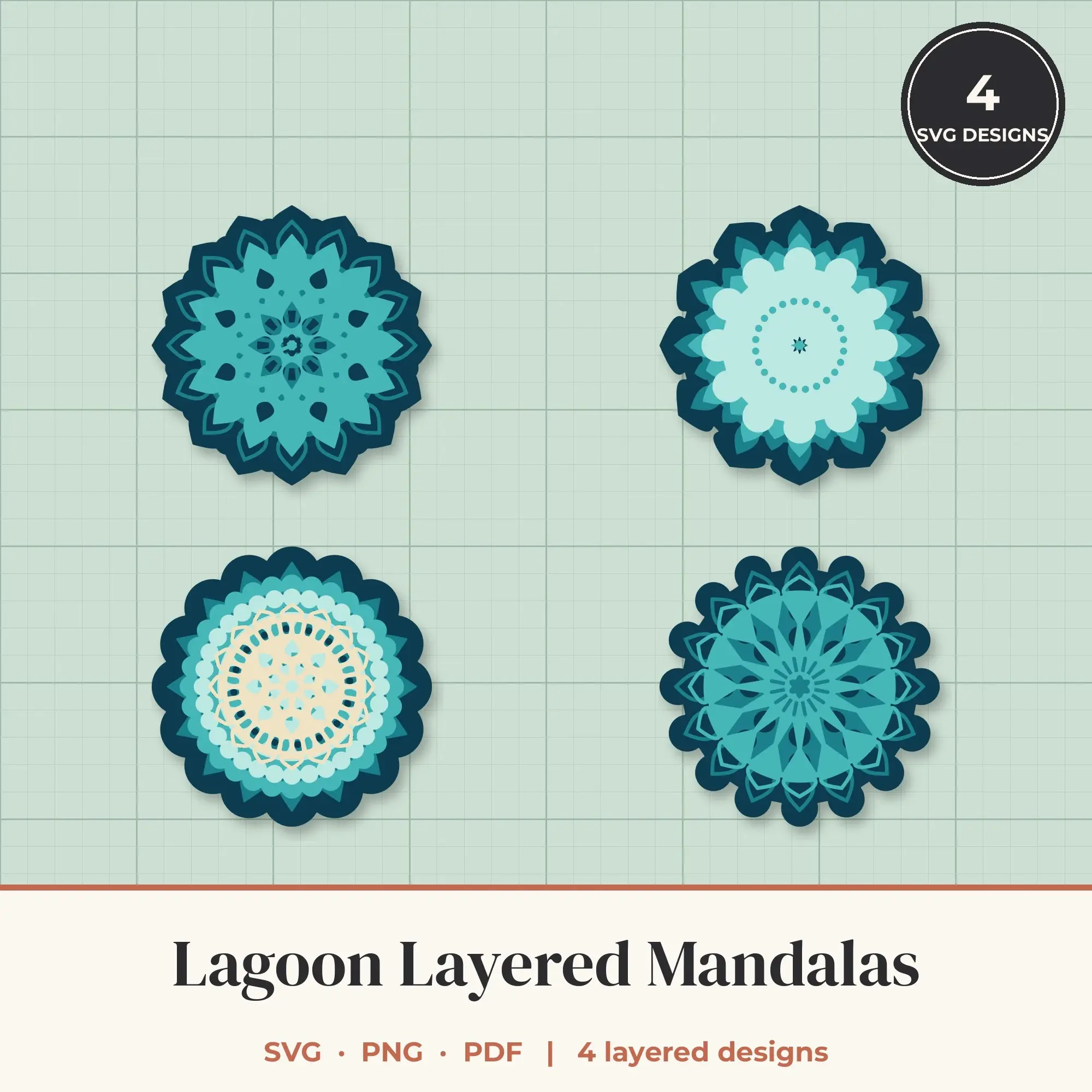Lagoon Layered Mandala SVG Bundle - 4 Multi Layer Designs preview
