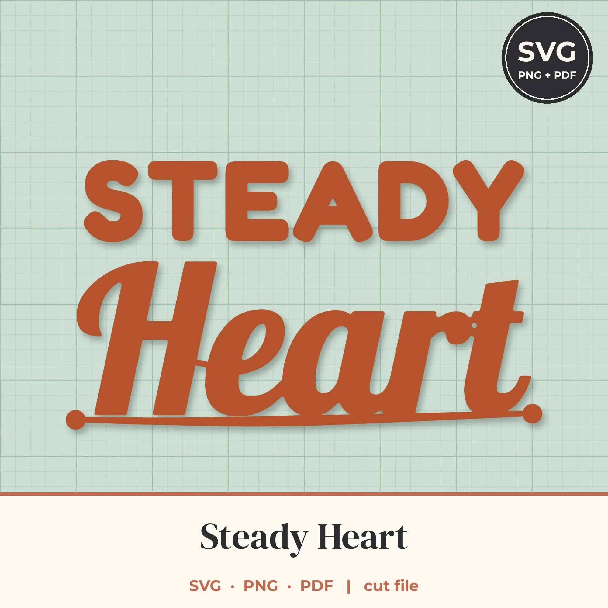 Steady Heart SVG - Script Swash Lettering Cut File preview