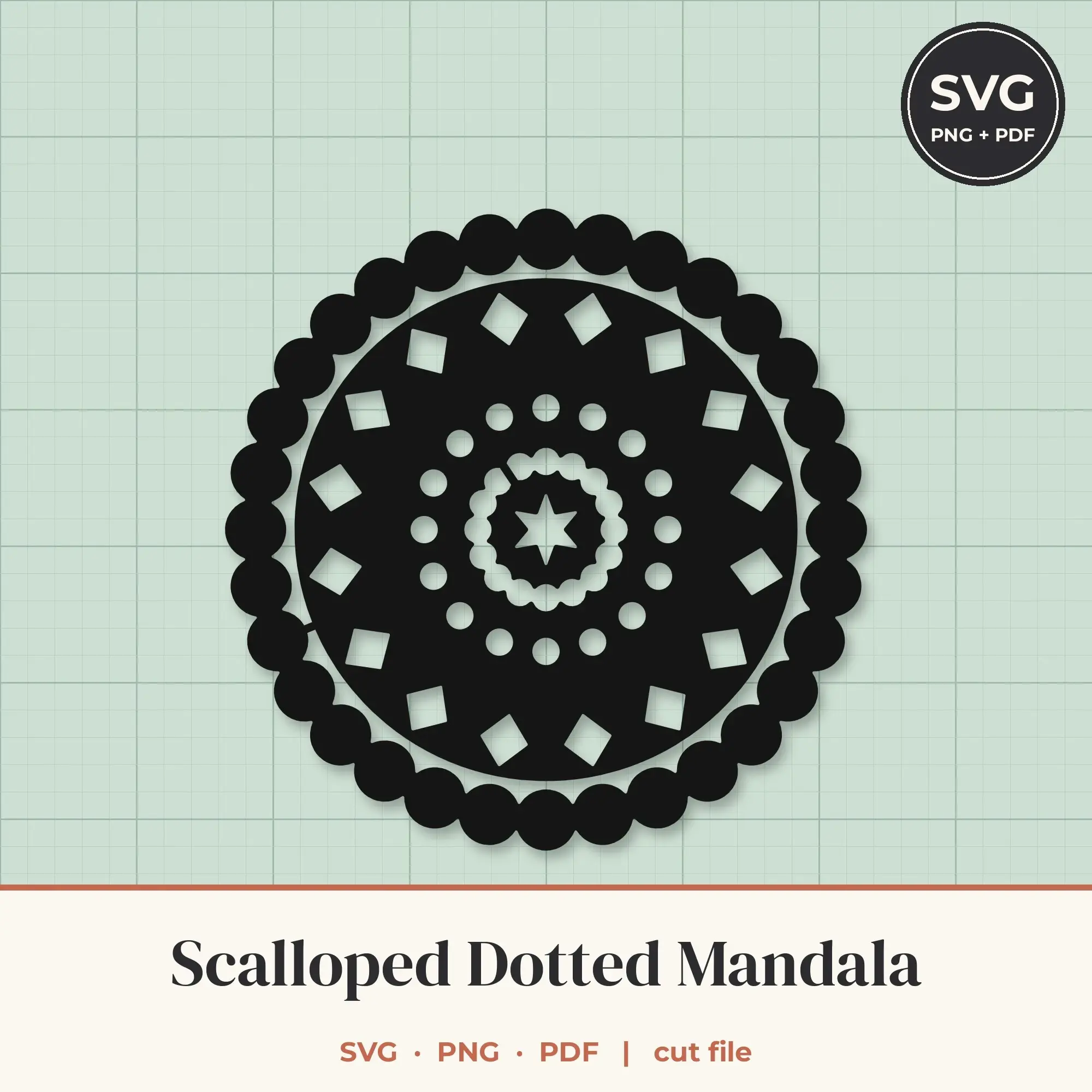 Scalloped Dotted Mandala SVG - 16-Fold Cut File preview