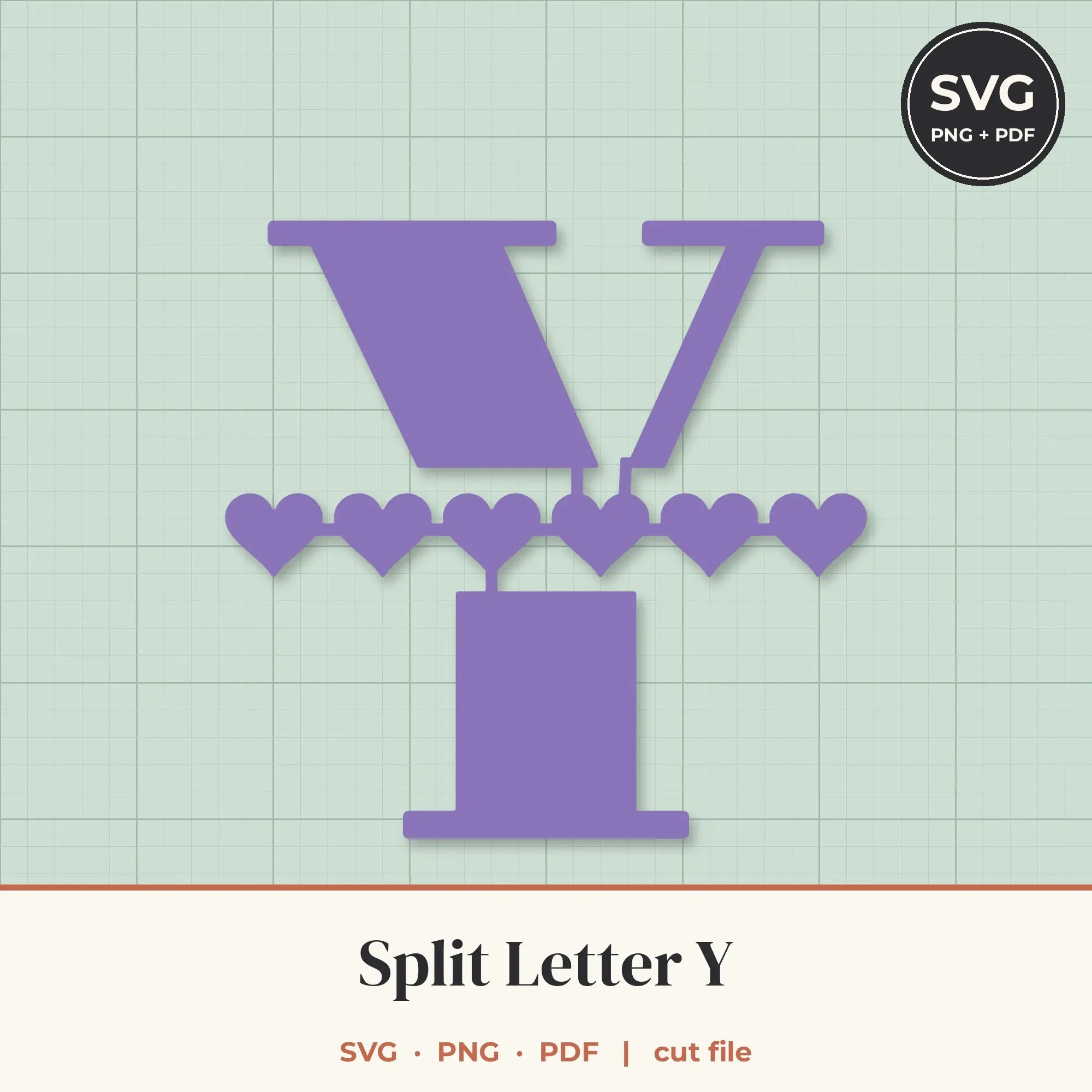 Letter Y Split Monogram SVG - Heart Chain Cut File preview